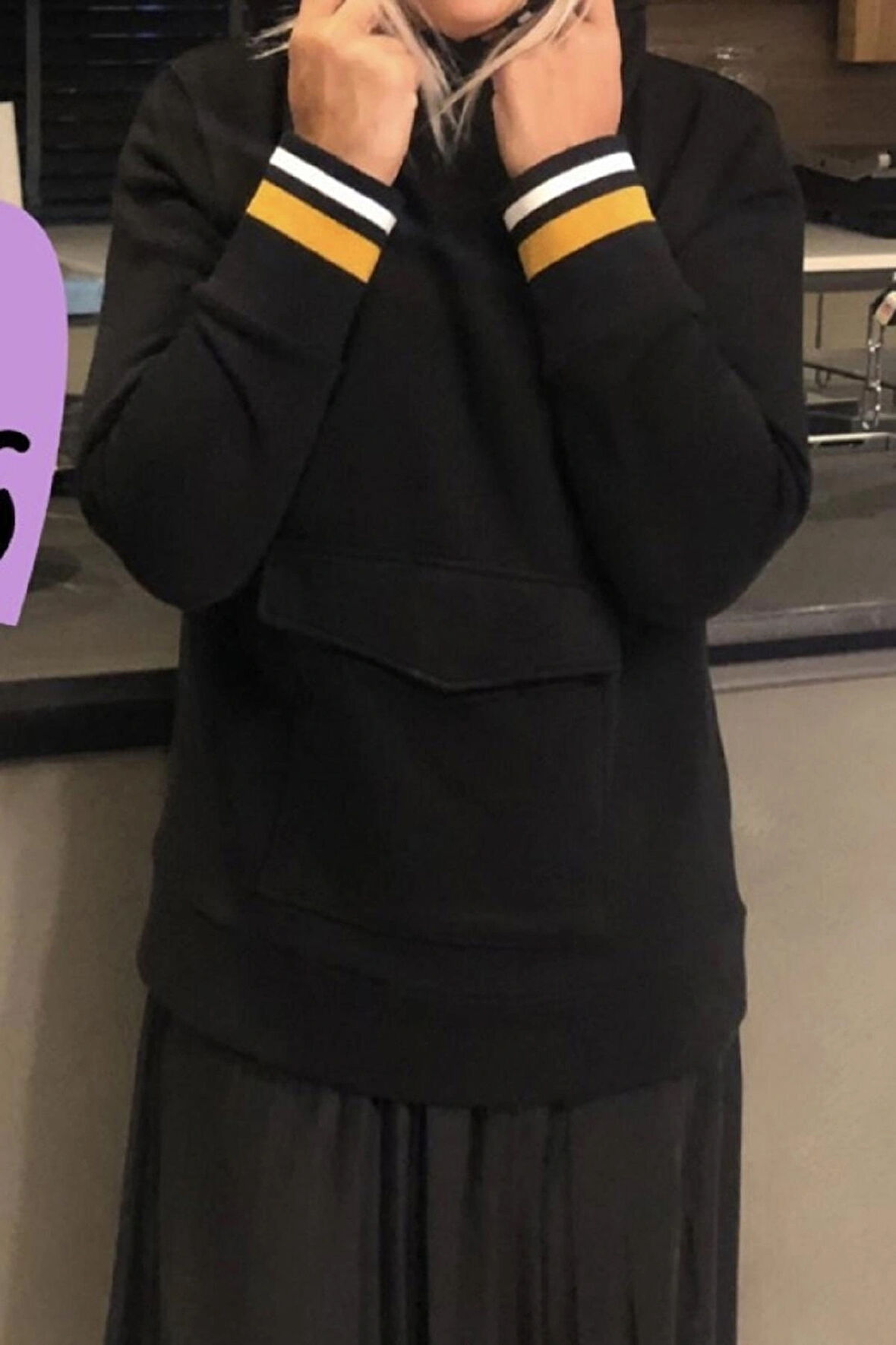  Çift Yakalı Kapşonlu Sweatshirt