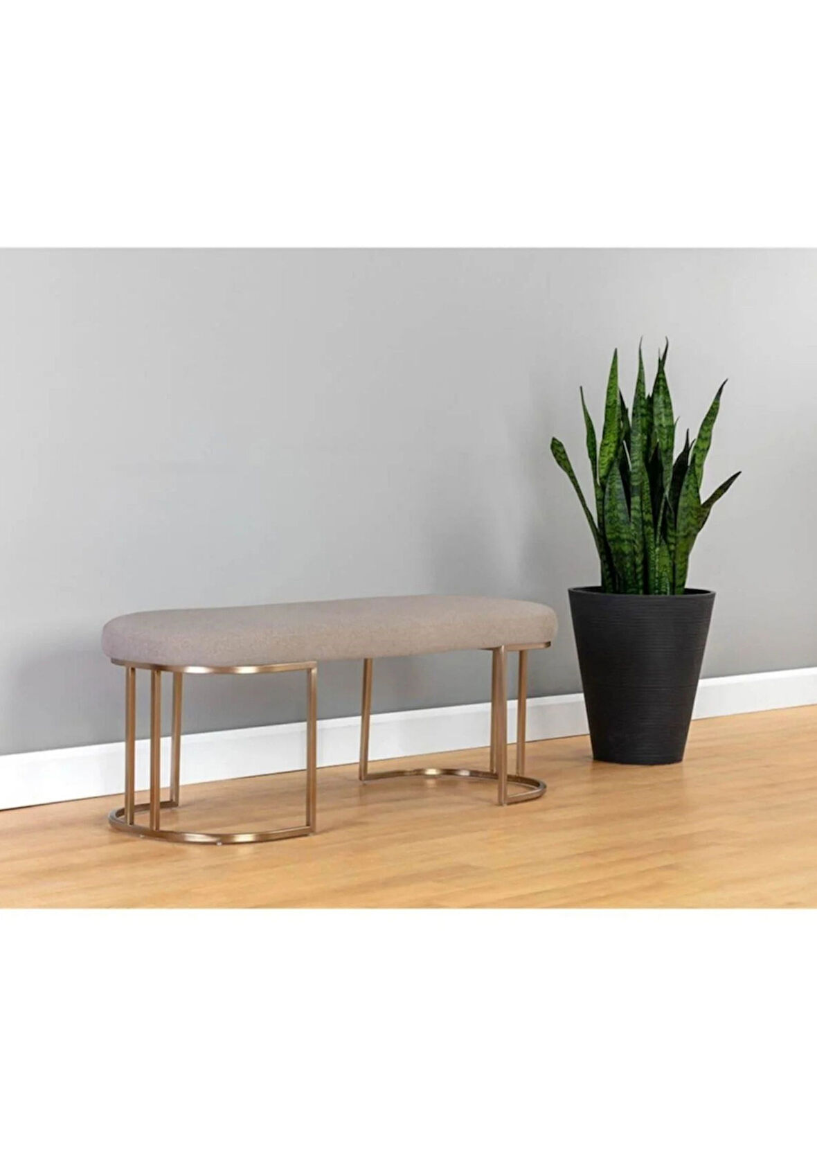 Mars Modern Döşemeli Metal Ayaklı Bench