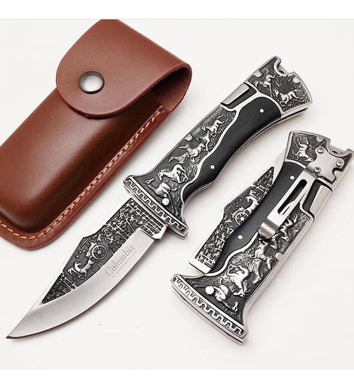 ORJİNAL columbia nakışlı Manuel çakı 23 CM
