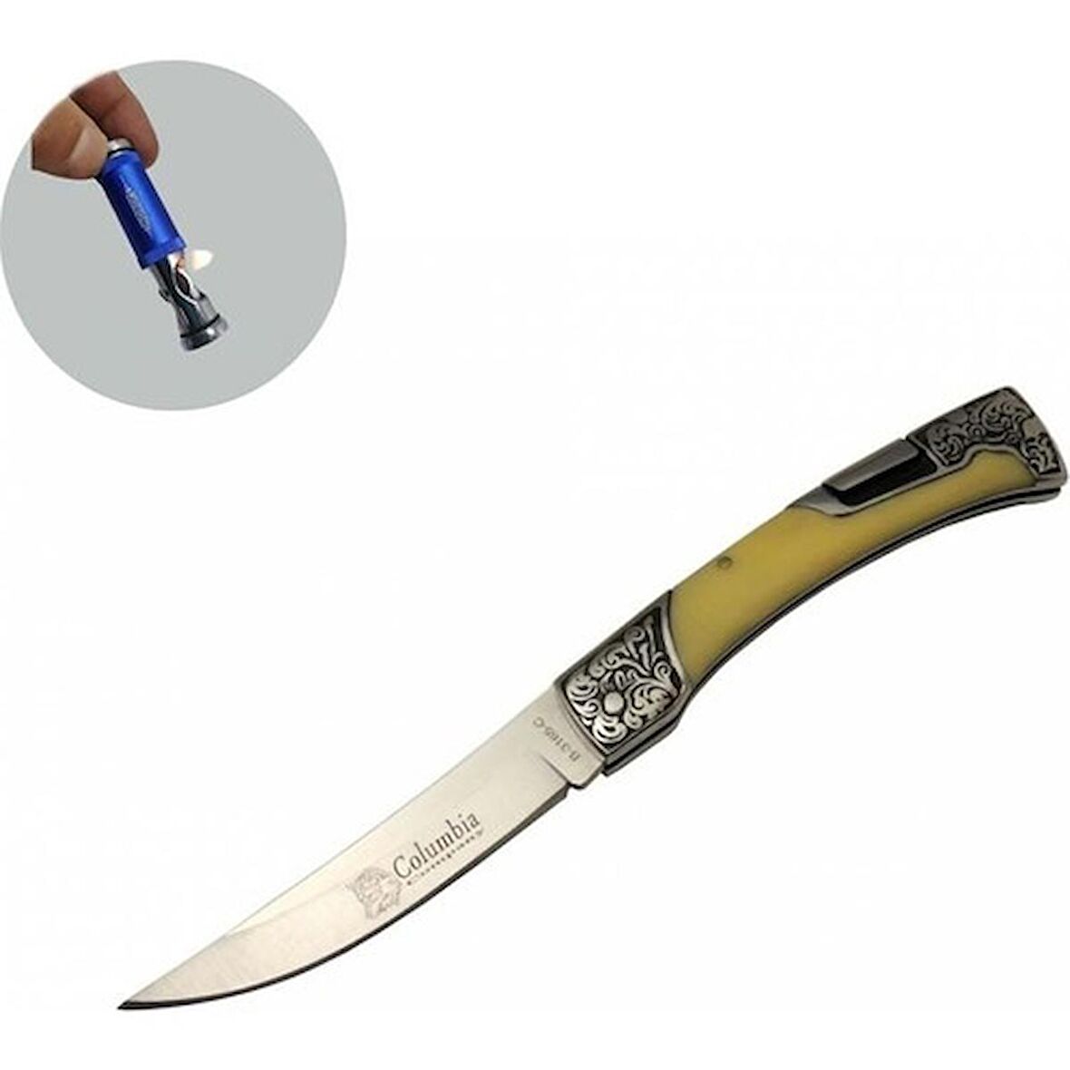 Columbia Columbia Serisi B-3165-C 21.5 cm Kamp Sedef Bıçak Jobon Kibritli