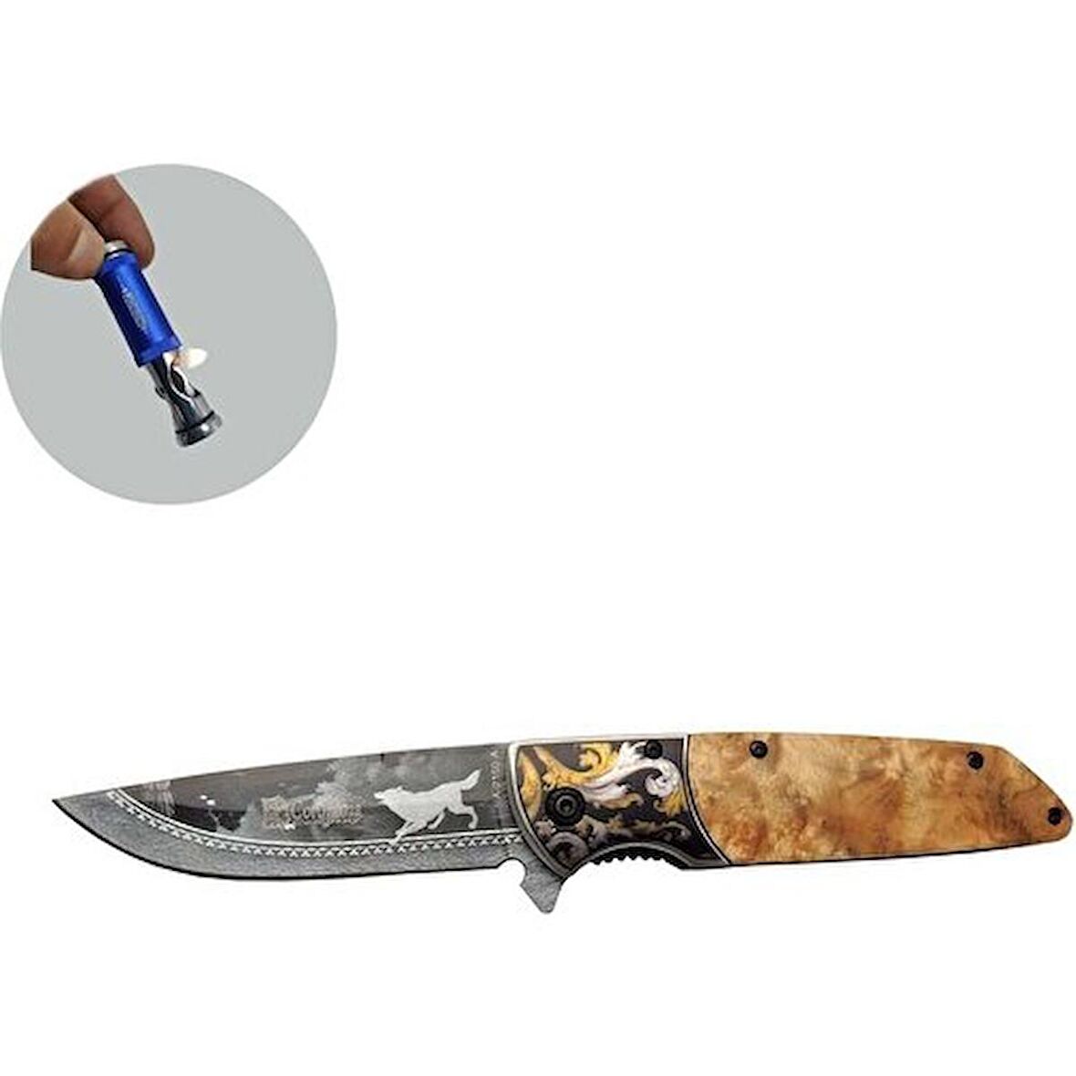 Columbia Serisi A-2150-A 21 cm Ahşap Kurt Bıçak Jobon Kibritli