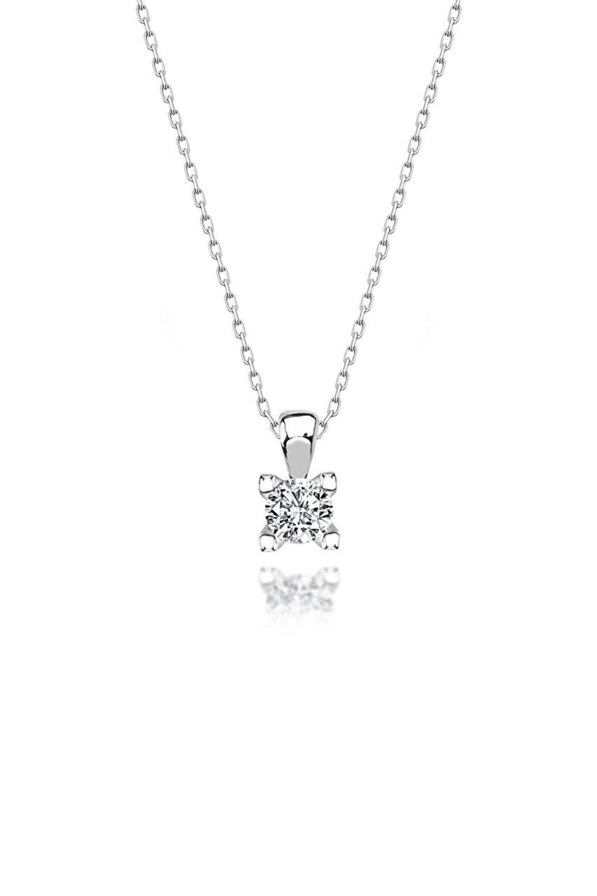 Swarovski Taşlı Tırnaklı Minik Tektaş 925 Gümüş Kolye