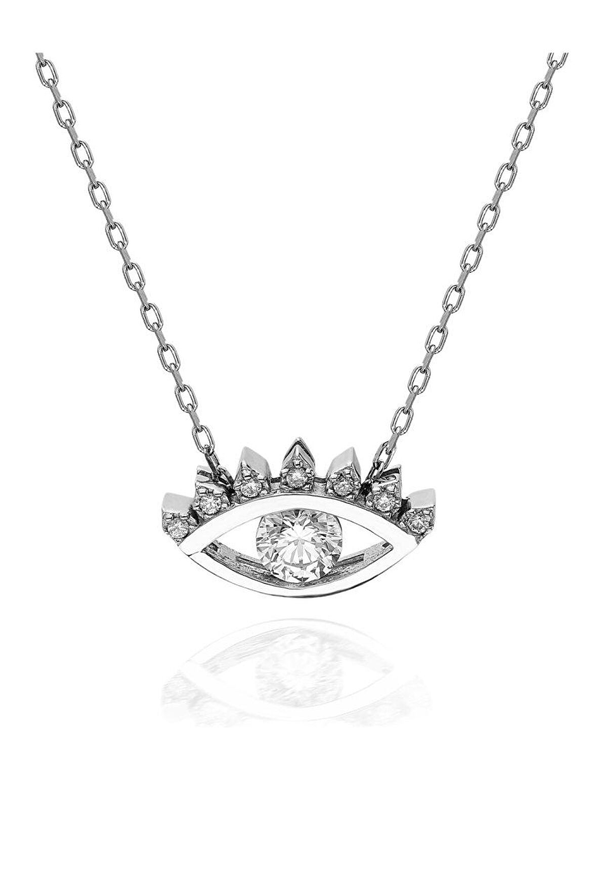 Sertifikalı Swarovski Taş Göz 925 Gümüş Kolye