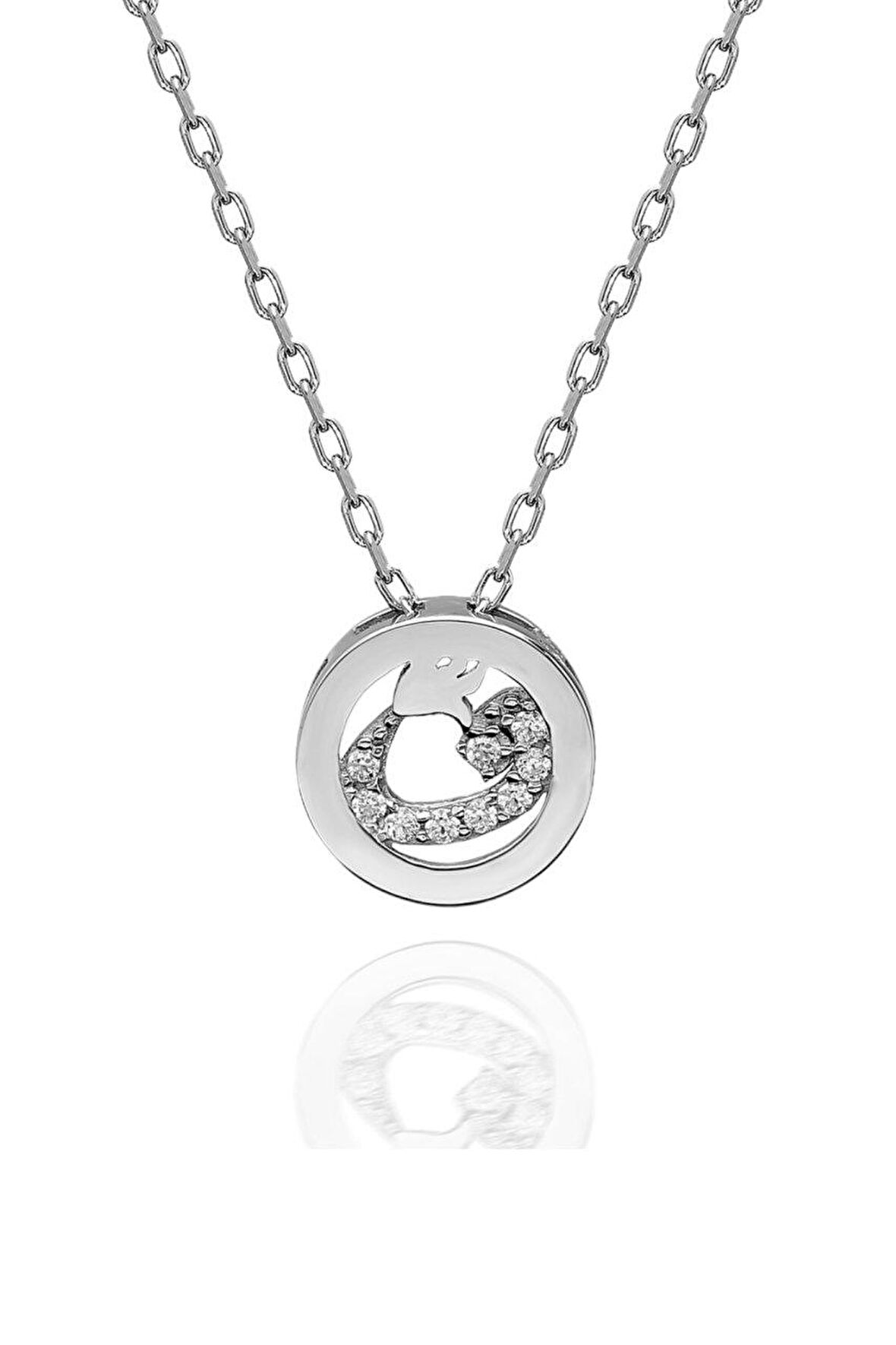 Sertifikalı Swarovski Taşlı Minik Vav Harf 925 Gümüş Kolye