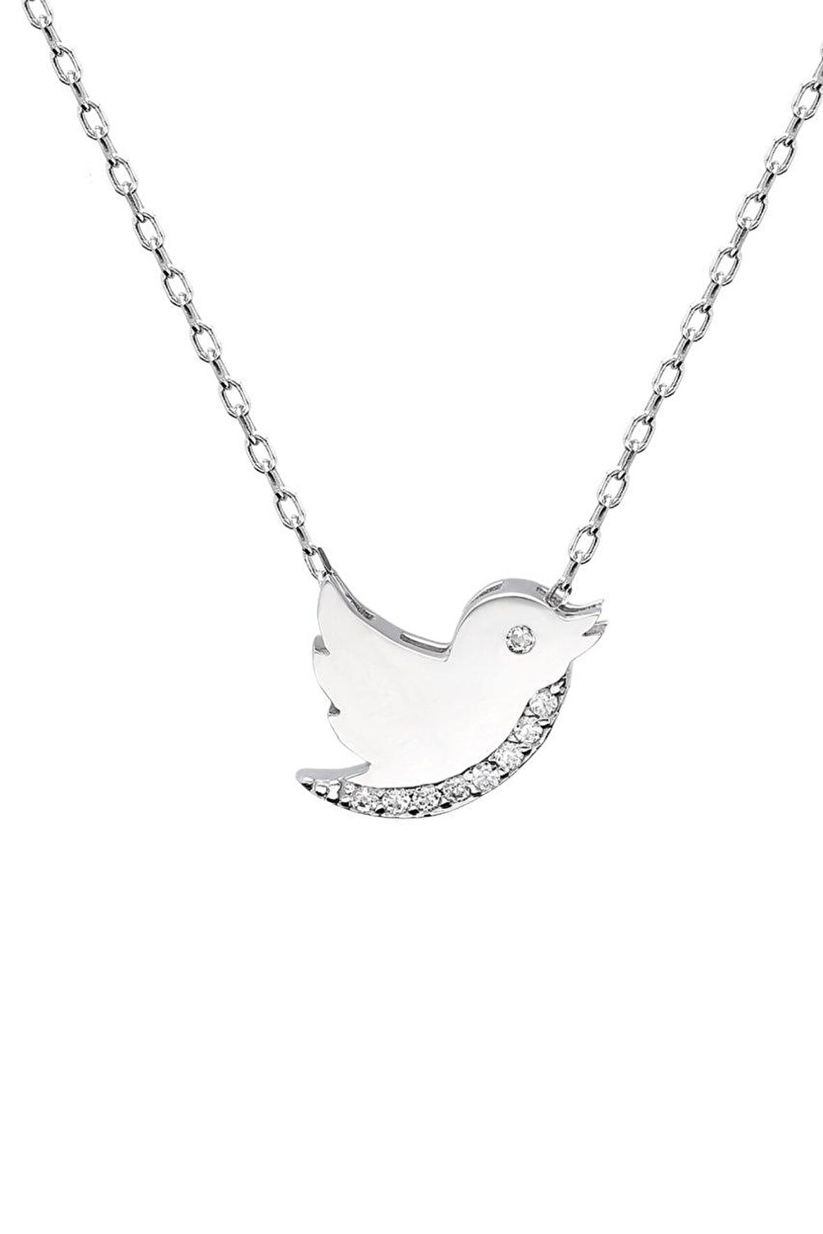 Sertifikalı Swarovski Taşlı Güvercin 925 Gümüş Kolye