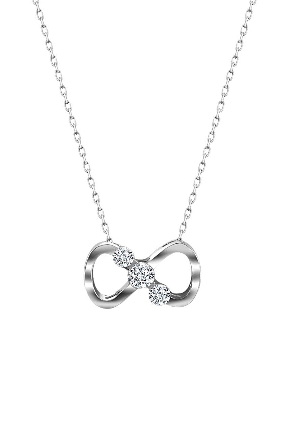 Sertifikalı Swarovski Taşlı Küçük Sonsuzluk  925 Gümüş Kolye