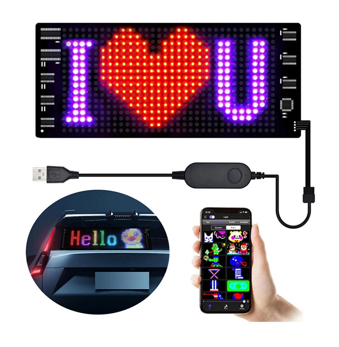 Katlanabilir Usb Led Matrix Panel 7*17 cm.