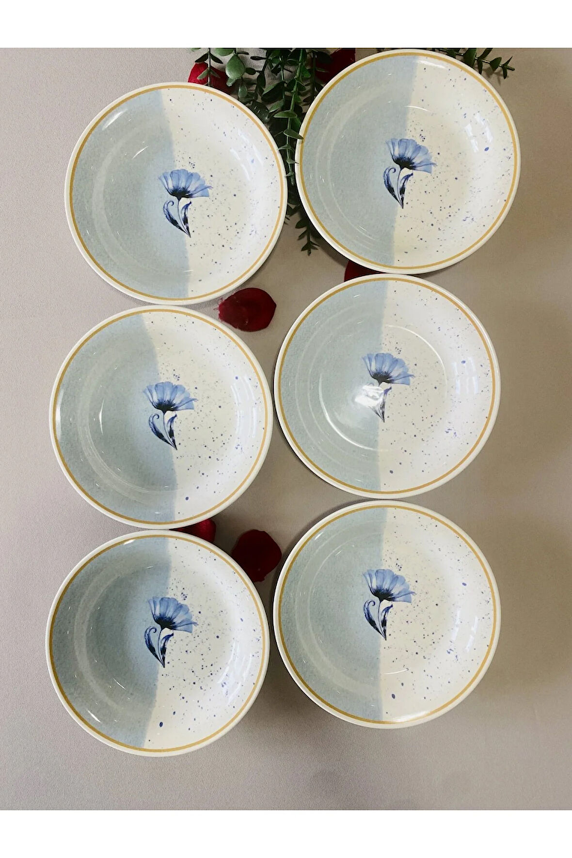 Mavi Gelincik 6 Adet Yemek Tabağı