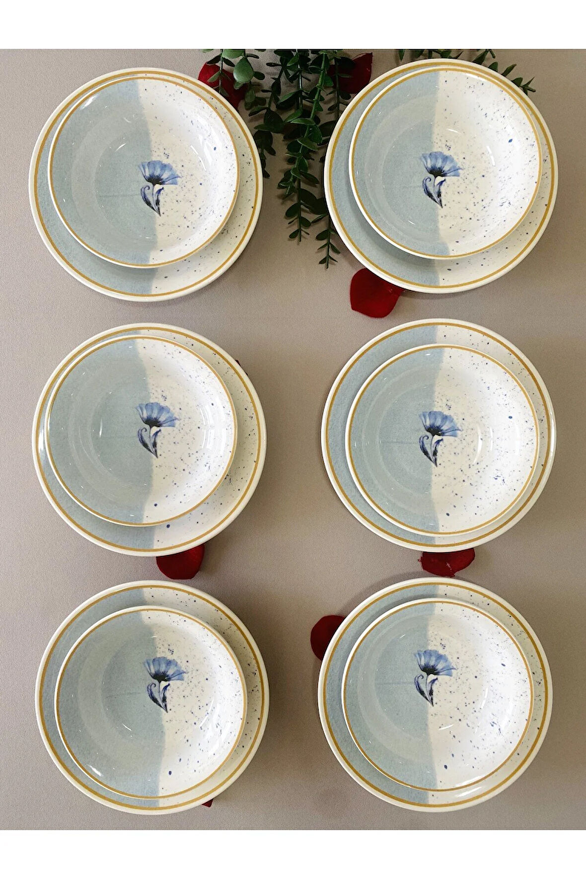 Mavi Gelincik 6 Kişilik 12 Parça Yemek takımı