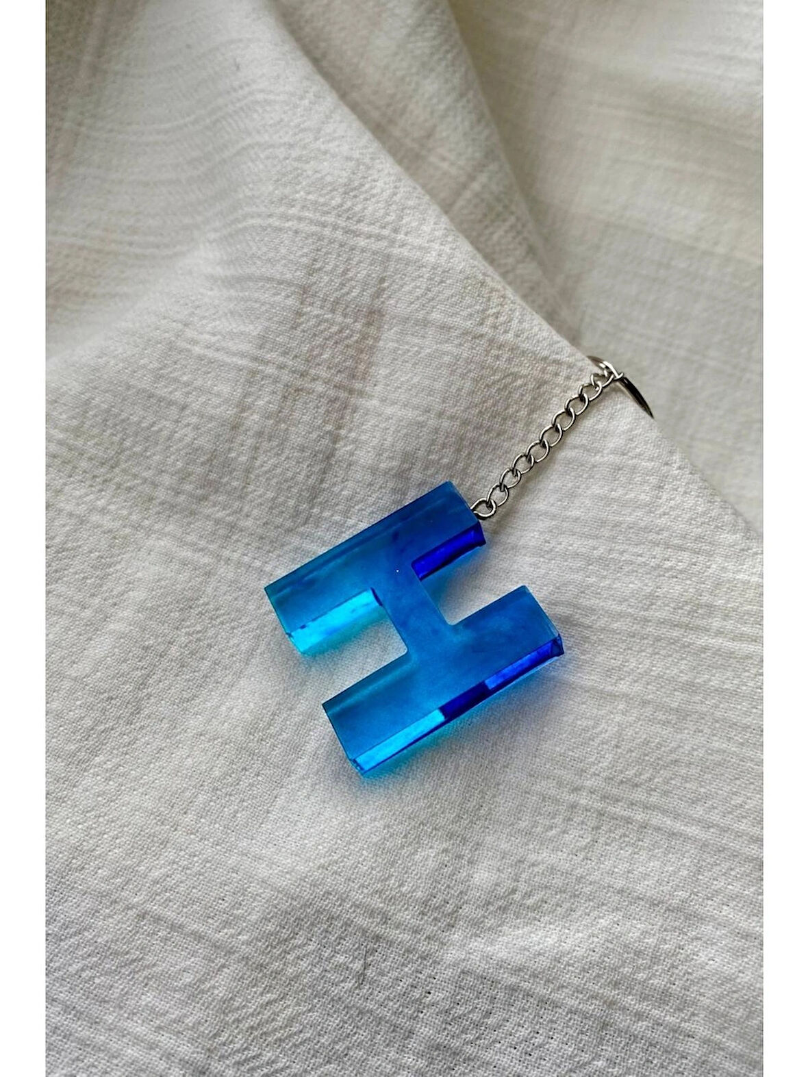 Epoksi Mavi H Harf Anahtarlık