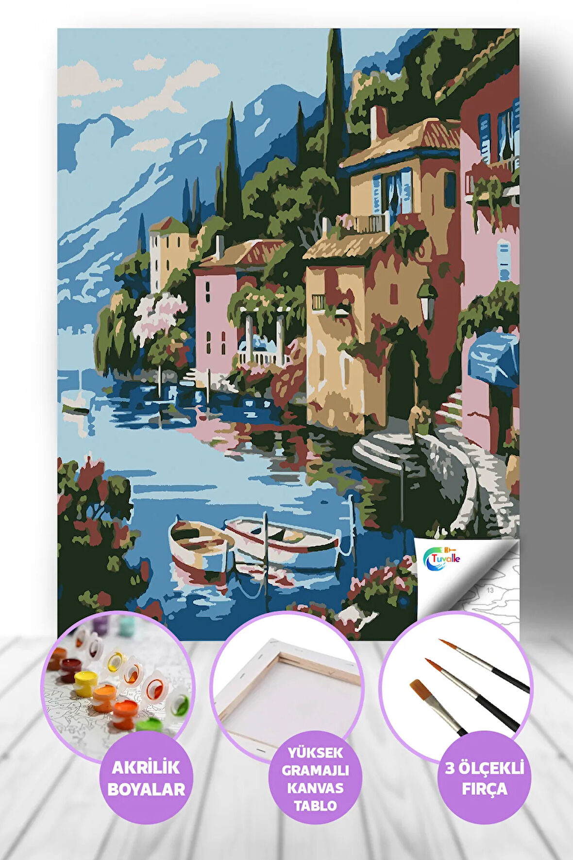 Sayılarla Boyama Seti, Hobi Seti, 40X50 Tablo, Fırça Boya, Numaralı Tuval