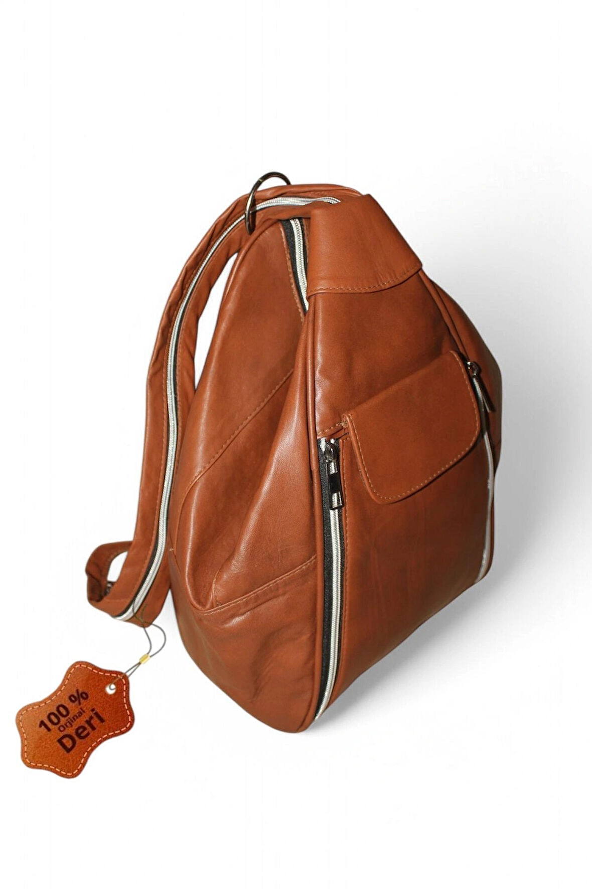 MEBES % 100 Hakiki Deri Kadın Sırt ,Omuz Çantası Bülbül-Kahverengi  ÇntDrBülbülKhv01