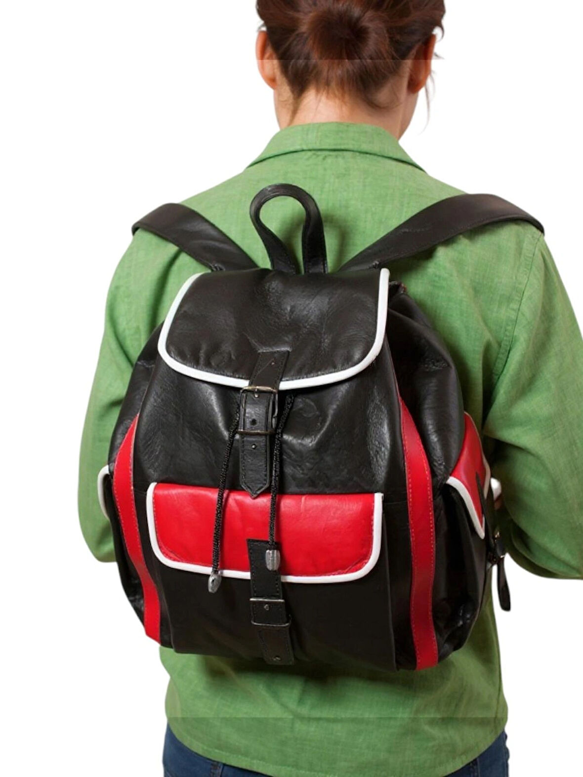 Hakiki Deri Sırt Çantası 3 Cep Model Siyah,kırmızı, Beyaz Renk Kadın Erkek Kullanımlı