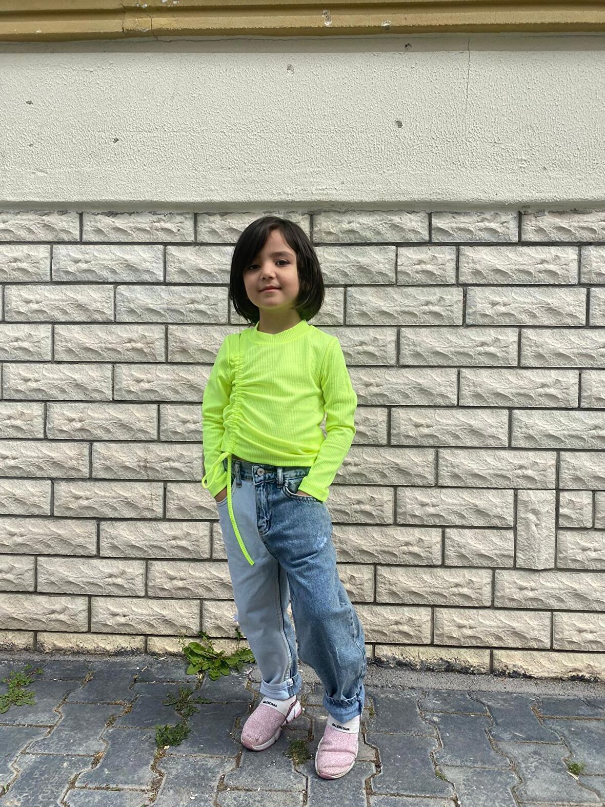 Minigimin Cicileri Yandan Büzgülü Sweat - Sarı