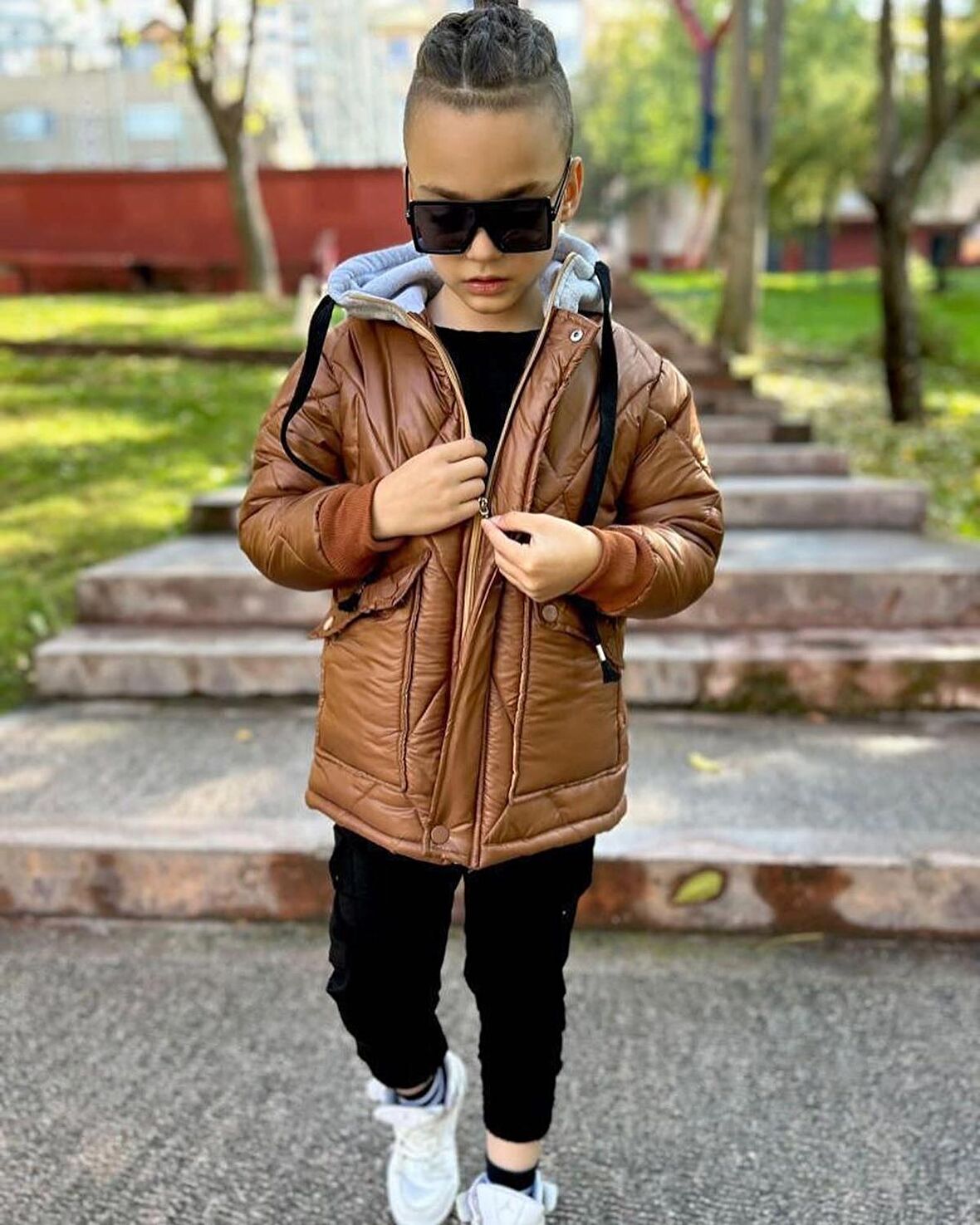 Minigimin cicileri cool boy elyaf dolgu çocuk mont - Taba