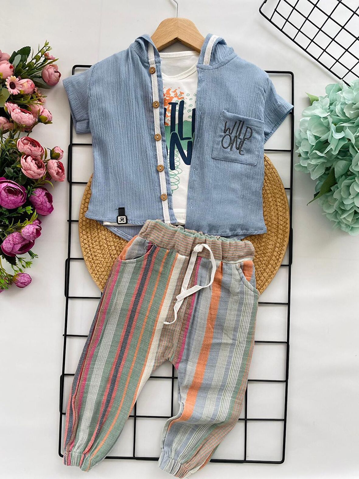 Miniğimin Cicileri Wıld One Baskılı 3 lü Erkek Takım - Mavi