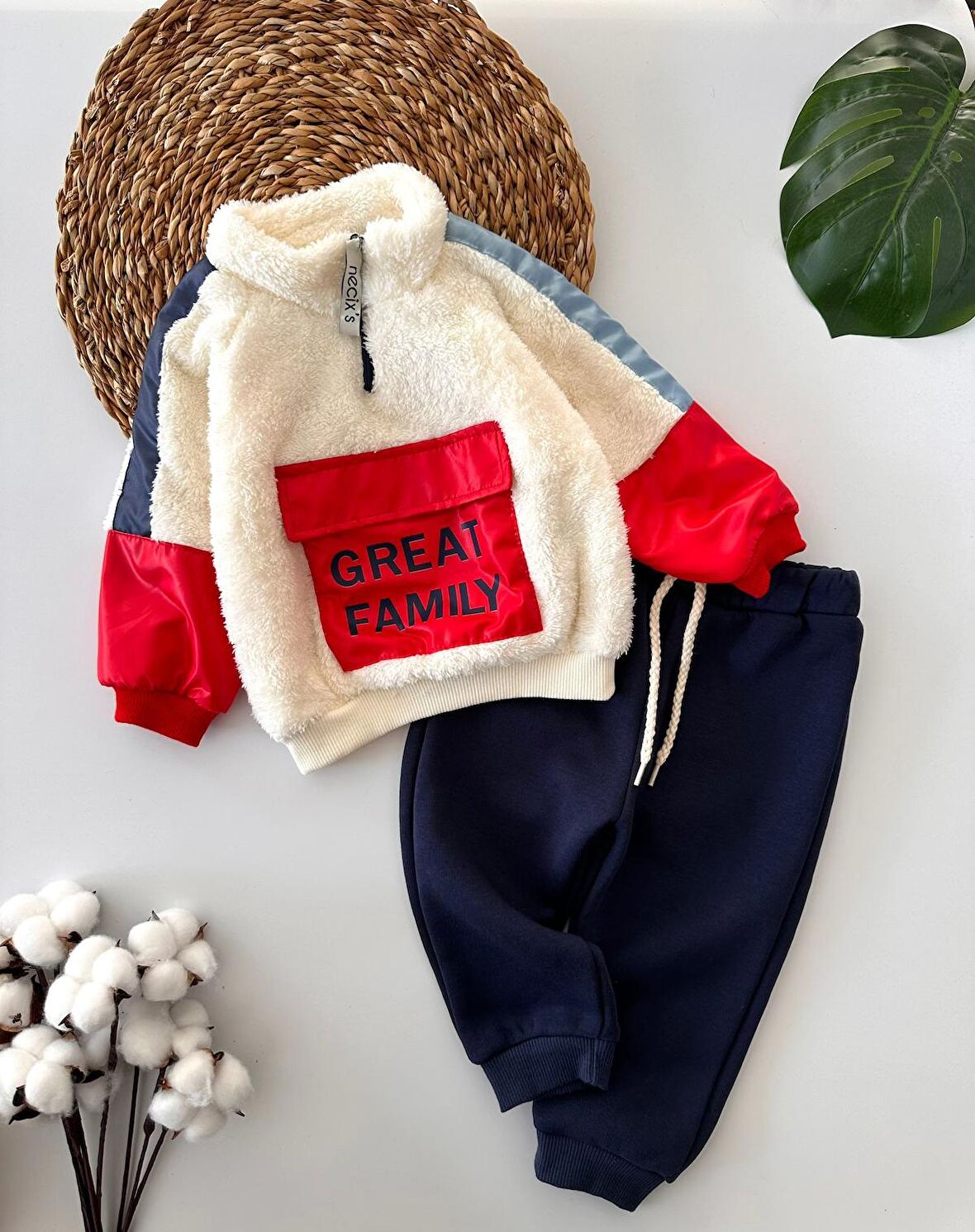 Minigimin Cicileri Bebek Peluş Kışlık Erkek Bebek Takım - Kırmızı