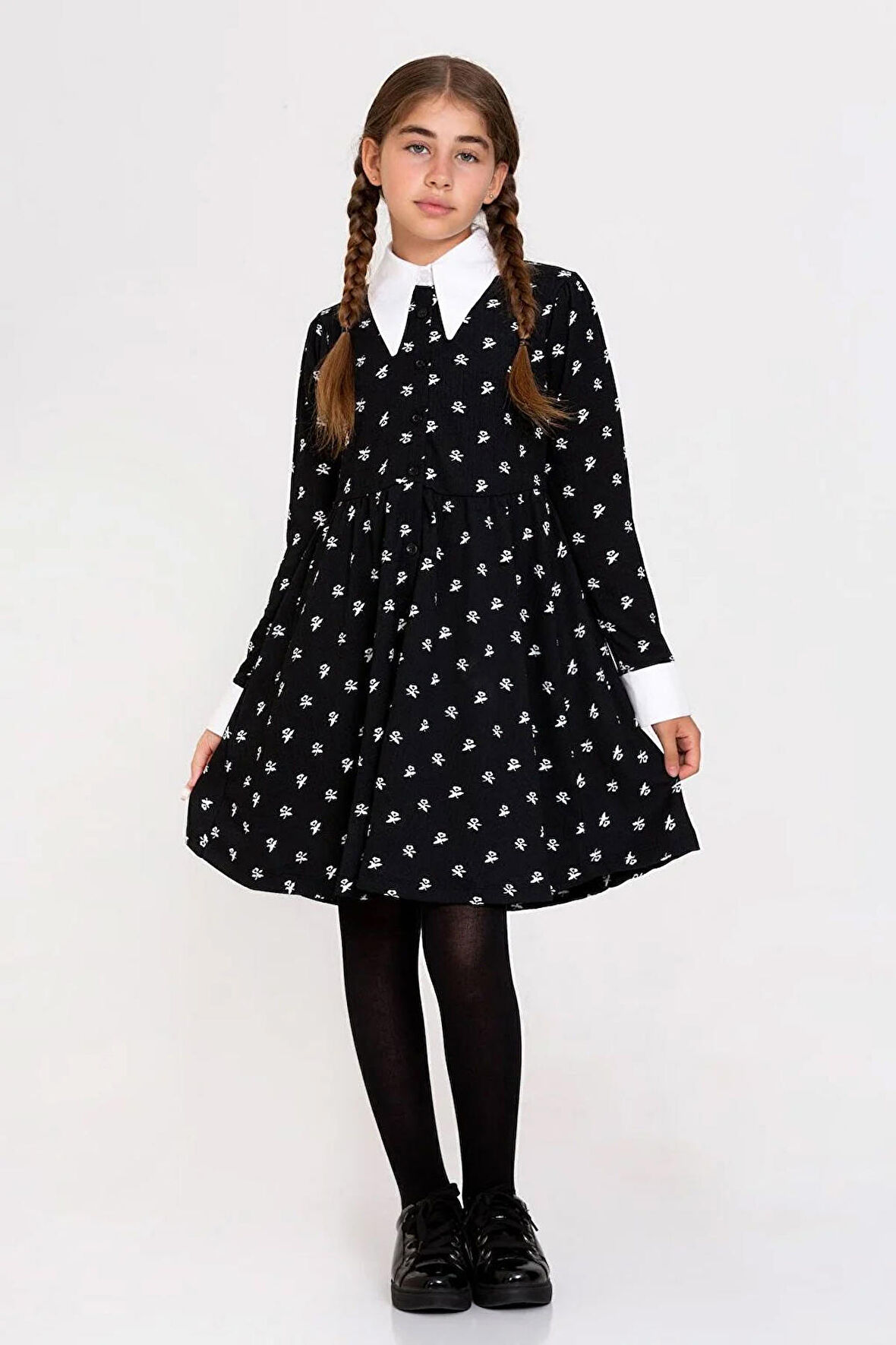 Miniğimin Cicileri  Bürümcük Kız Çocuk Yakalı Elbise