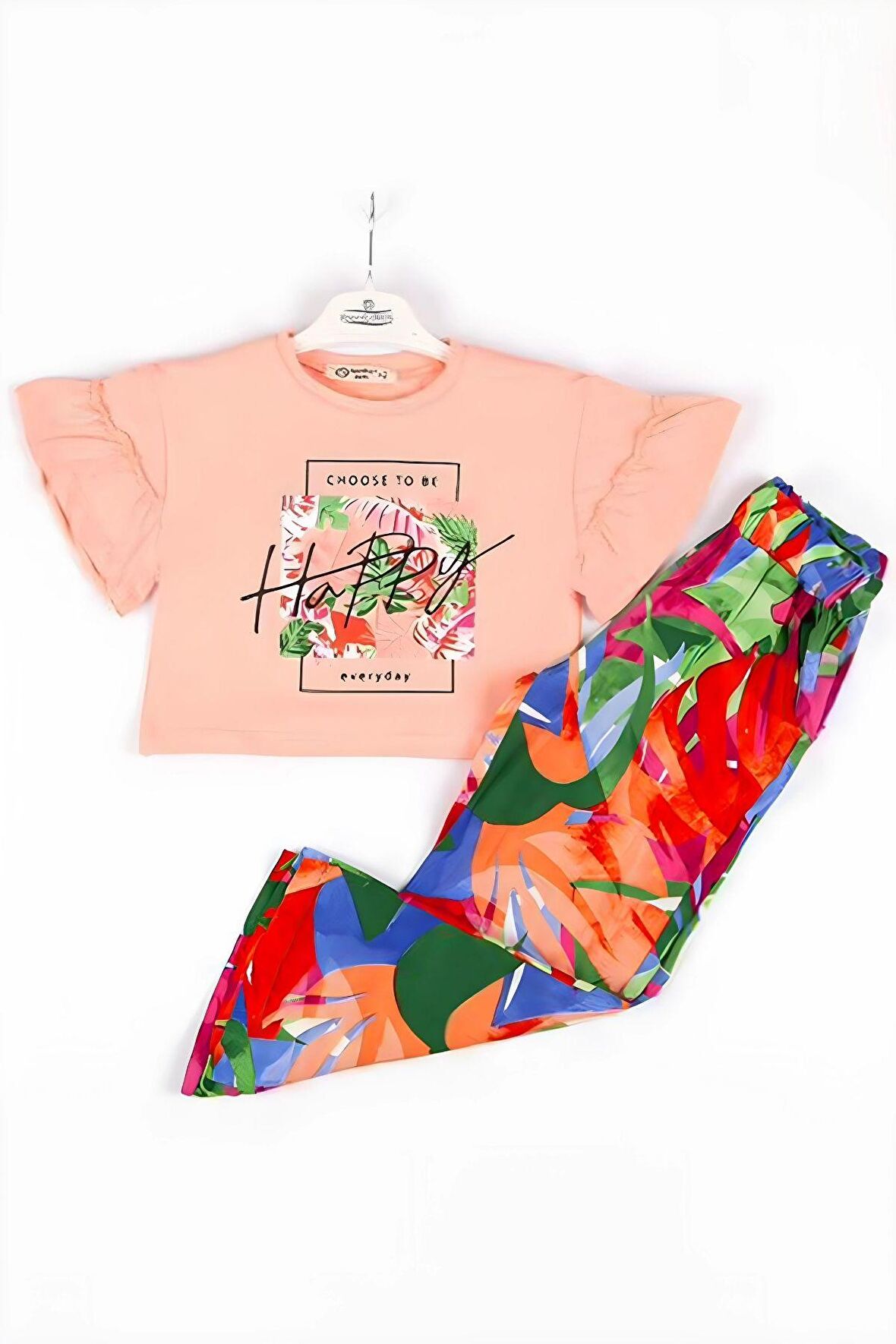 Miniğimin Cicileri (6-9) Happy Desen Kız Çocuk 2'li Takım - Somon