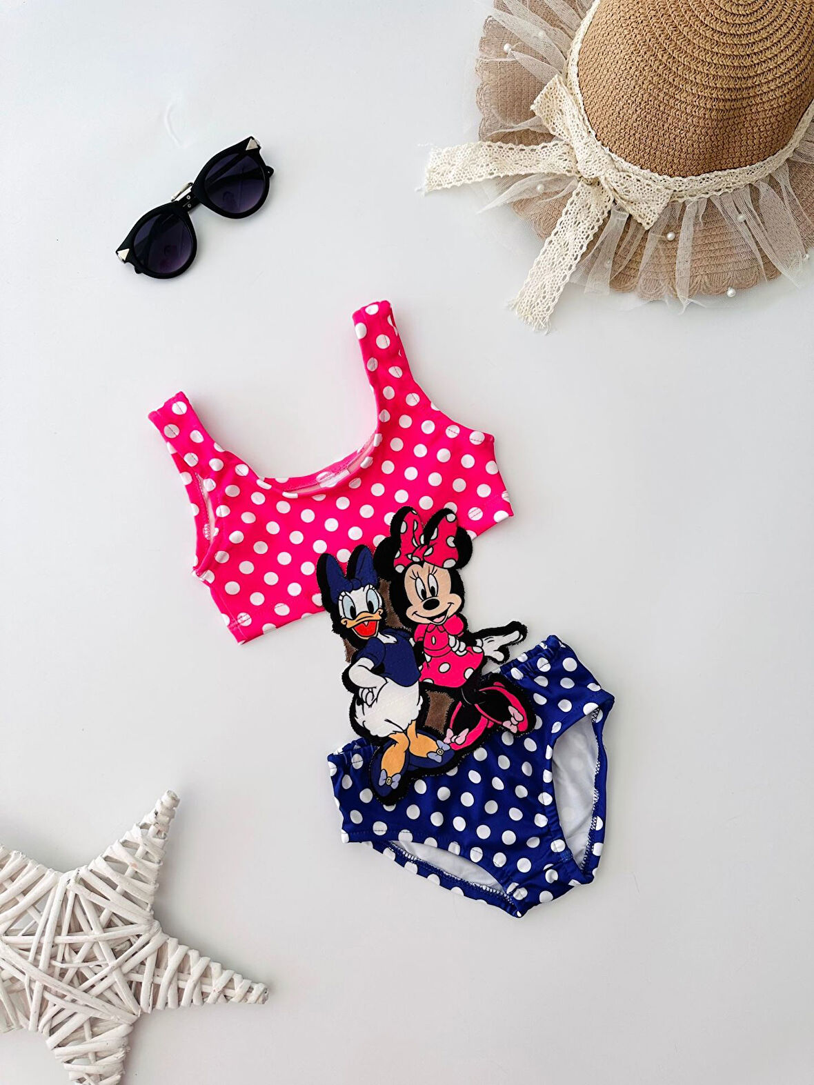 Miniğimin Cicileri Mnn Dfy Nakış Desenli Kız Çocuk Mayo - Pembe-Lacivert