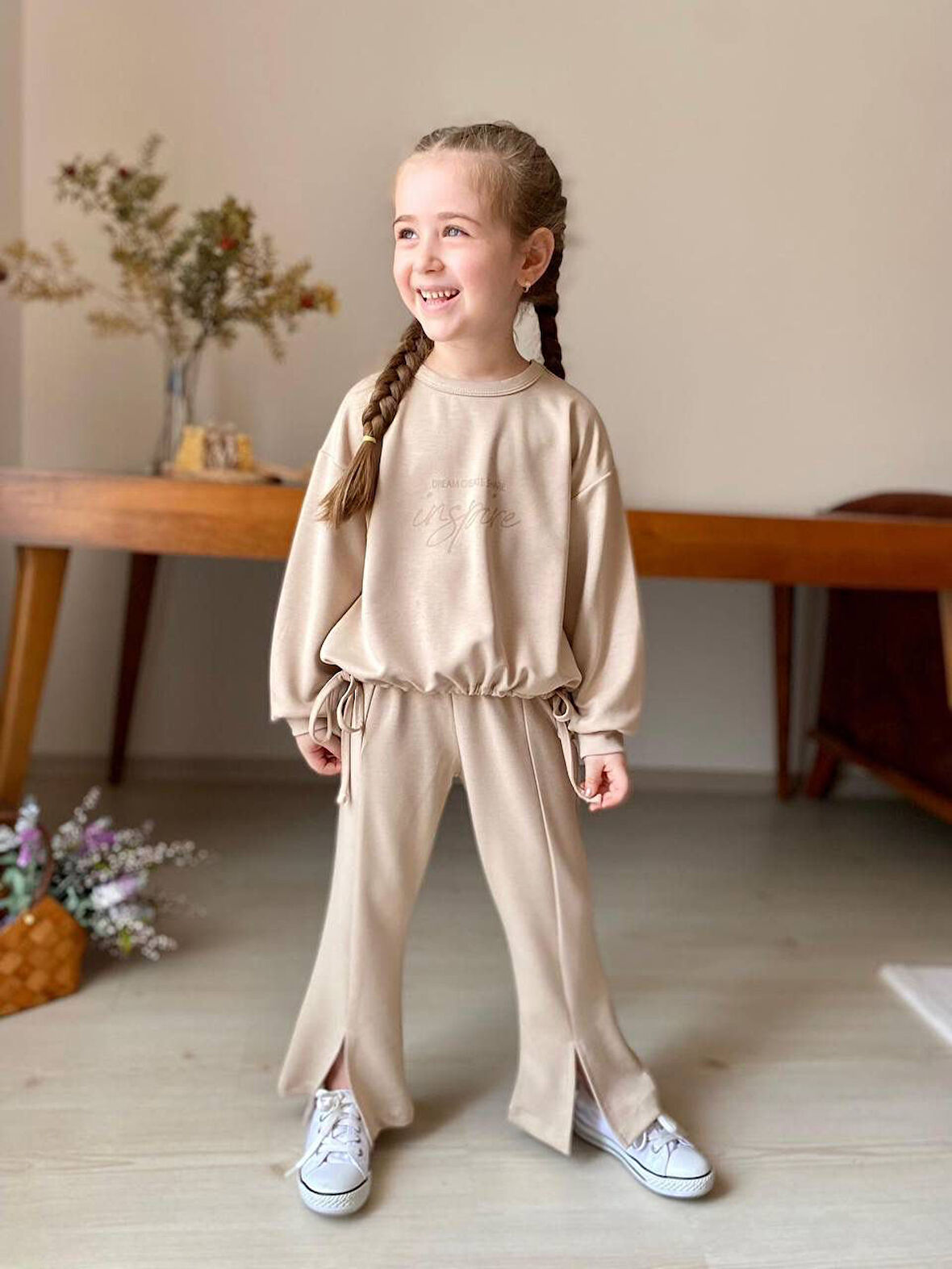 Miniğimin Cicileri Oysho Kumaş İnspire Biyeli Takım - Bej