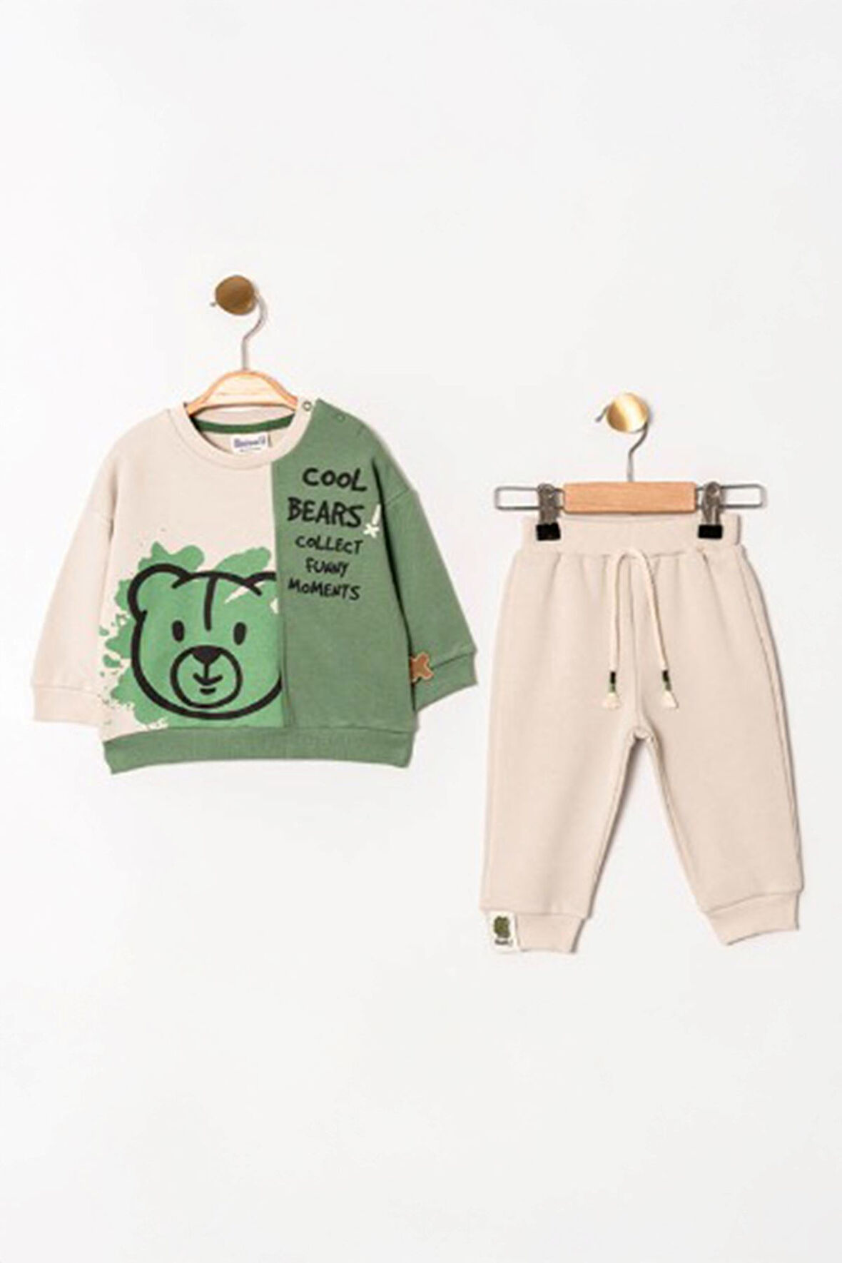 Miniğimin Cicileri Cool Bears Baskılı Erkek Bebek 2 li Takım - Yeşil