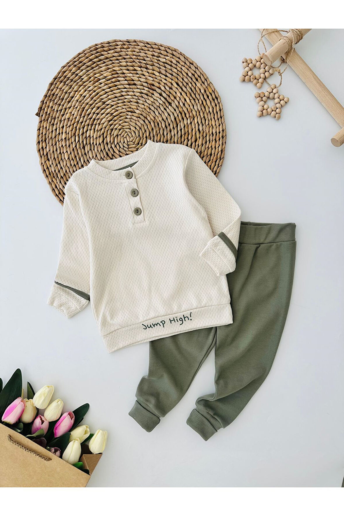 Jump High Düğmeli Erkek Bebe Takım - Yeşil