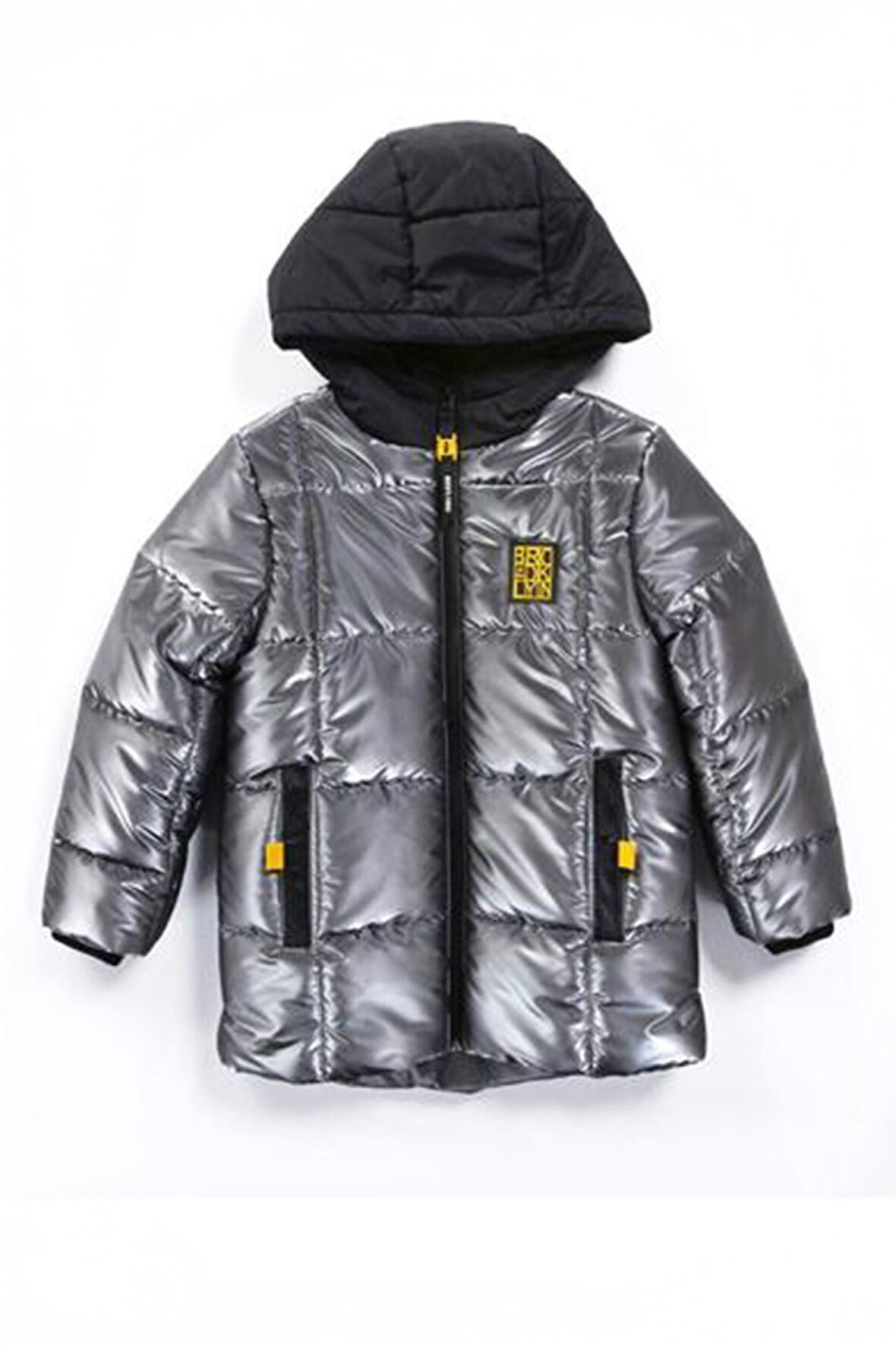 Miniğimin Cicileri (6-9 yaş) Parlak Materyal Kapitone İçi Welsoft Mont Erkek Çocuk - Antrasit