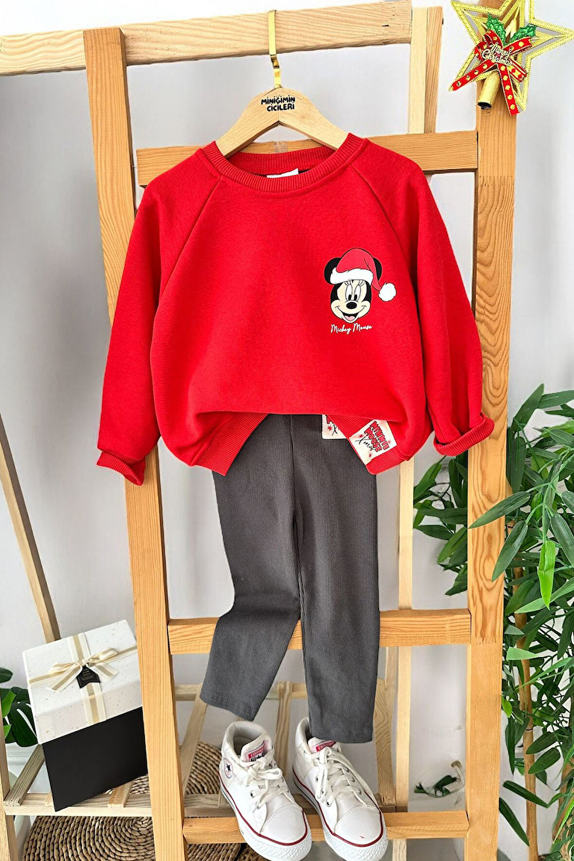 Miniğimin Cicileri Payetlı Mnn Desen Yılbaşı İkili Takım - Kırmızı
