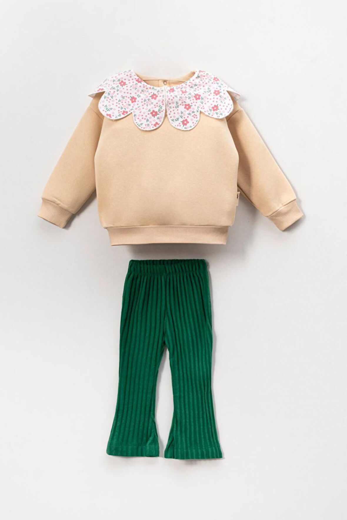 Miniğimin Cicileri Papatya Yakalı Taytlı Kız Çoçuk 2 li Takım - Yeşil