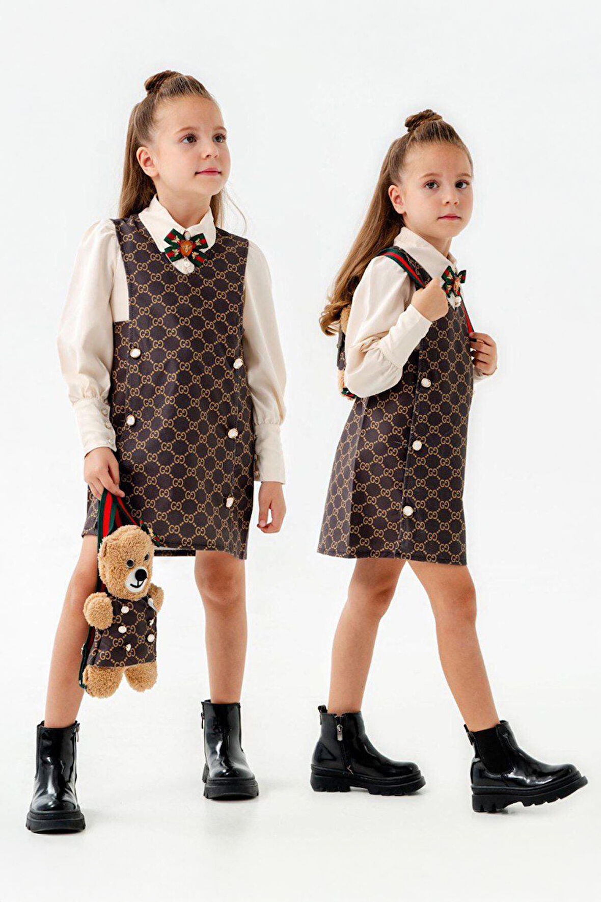 Miniğimin Cicileri Gcc Çantalı Gömlekli Kız Çocuk Jile 3 Lü Takım - Kahverengi