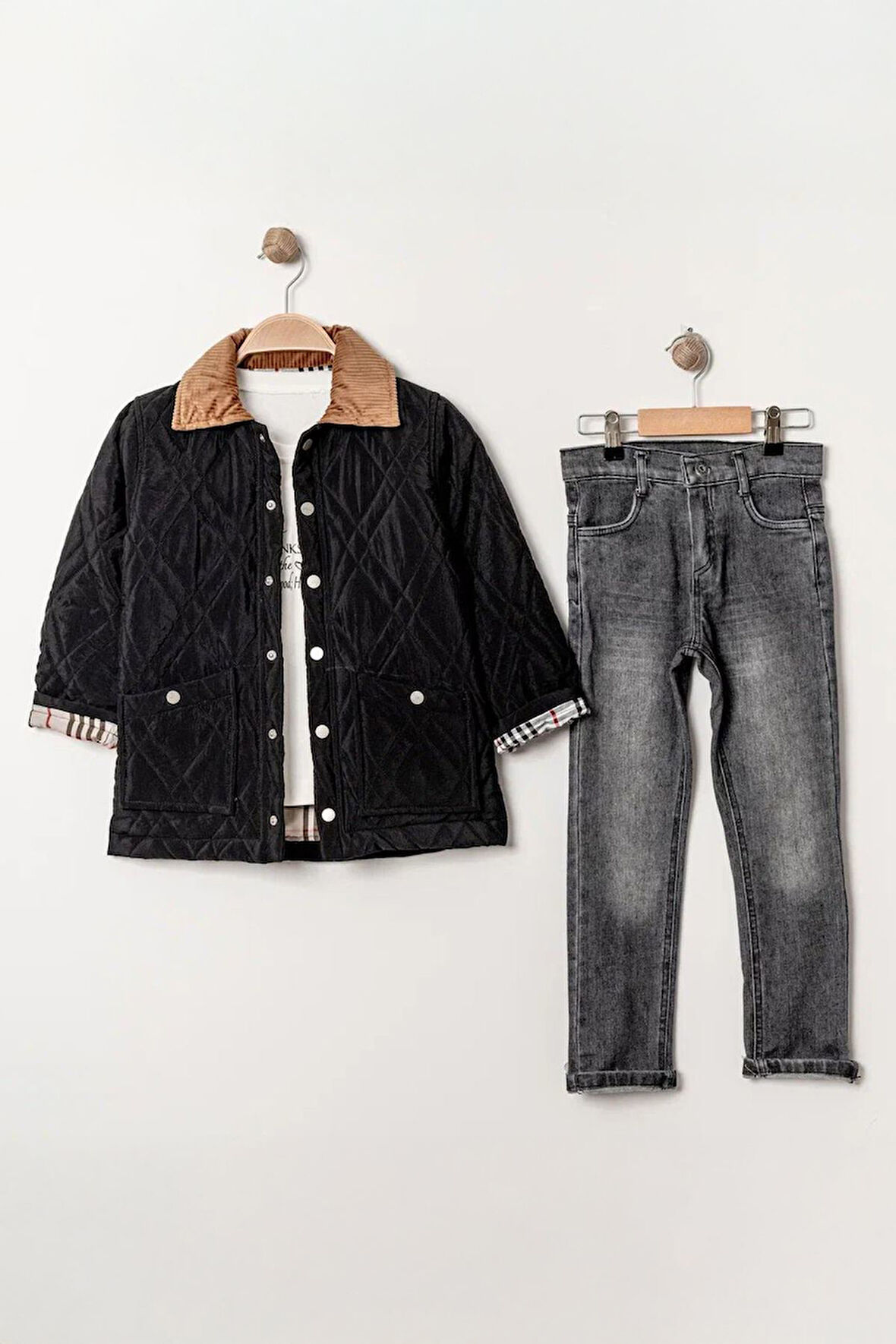 Miniğimin Cicileri Kapitone Montlu Erkek Çocuk 3 Lü Takım - Siyah