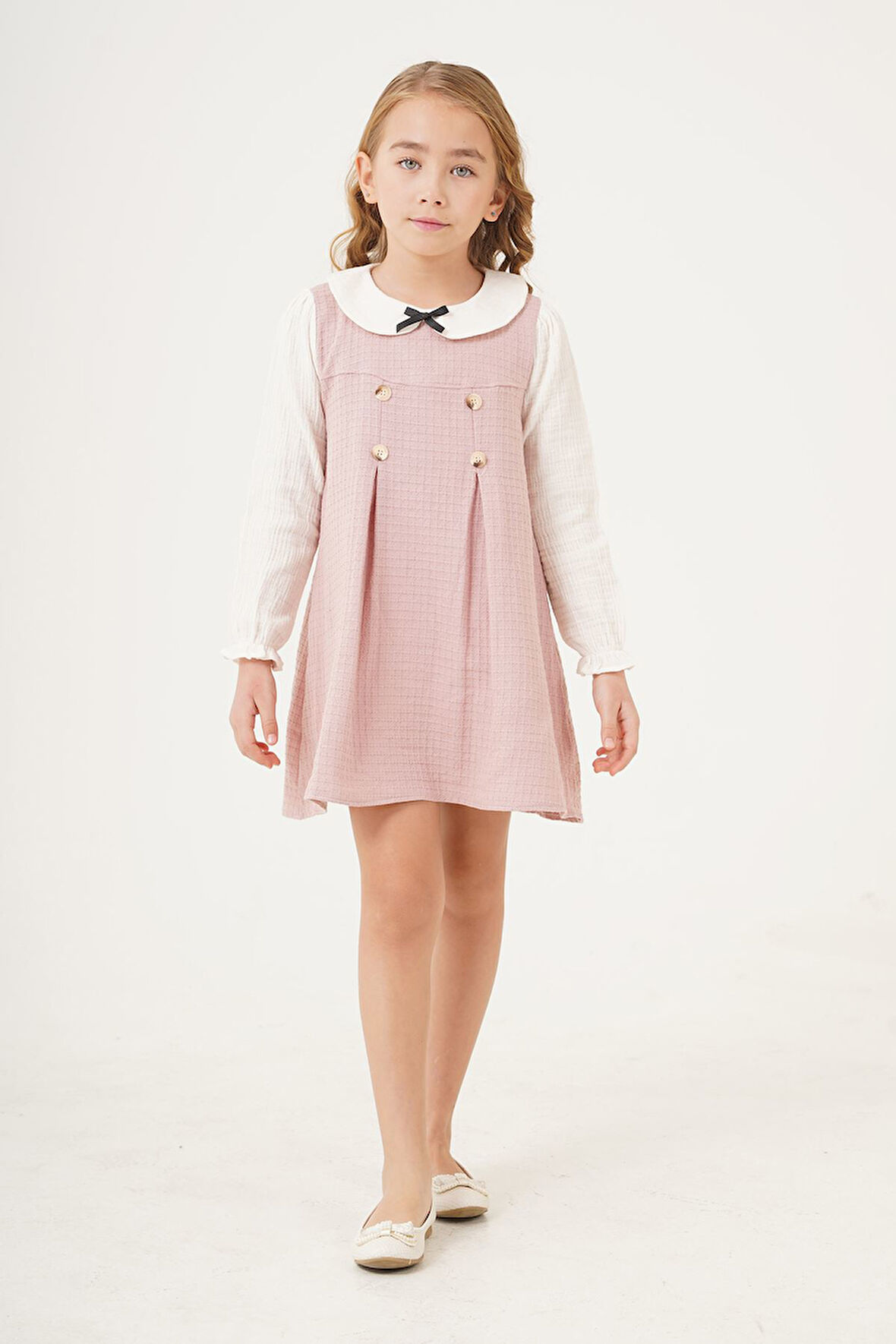 Miniğimin Cicileri Düğmeli Chanel Kumaş Kız Çocuk Jile - Pembe