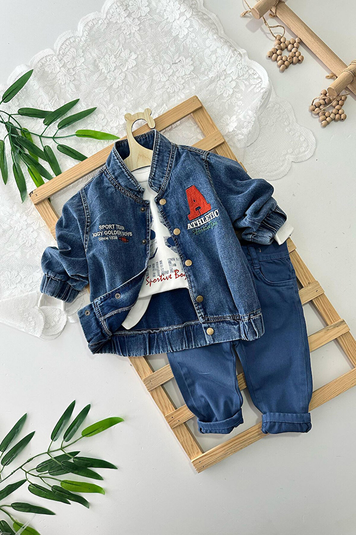 Miniğimin Cicileri Atletic Yumuşak Kot Erkek Bebe 3 lü Takım - Mavi