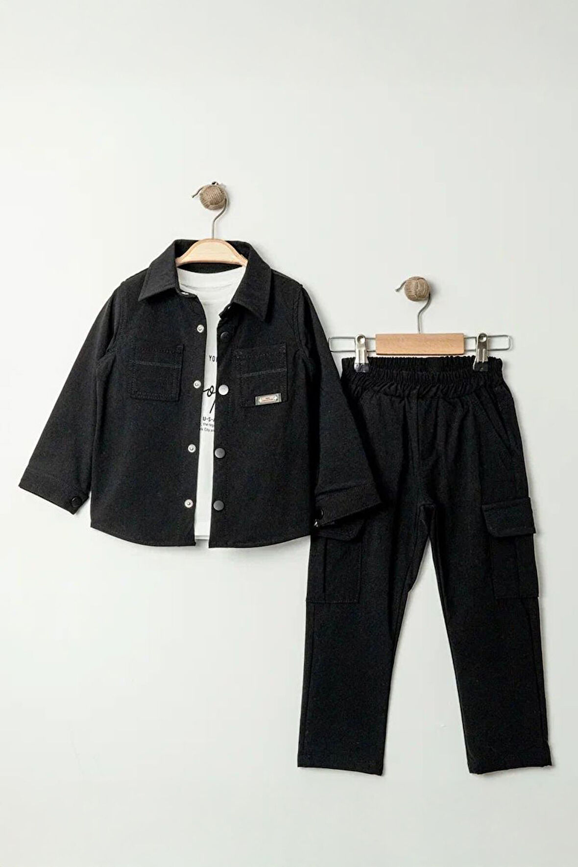 Miniğimin Cicileri Paraşüt Esnek Brokly Baskılı Erkek Çocuk 3 lü Takım - Siyah