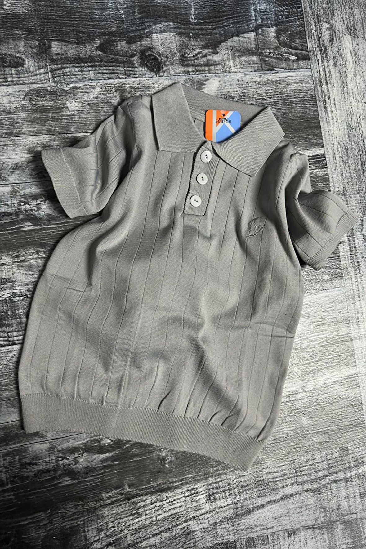 Miniğimin Cicileri Erkek Çocuk Triko Polo Yaka Tişört - Gri