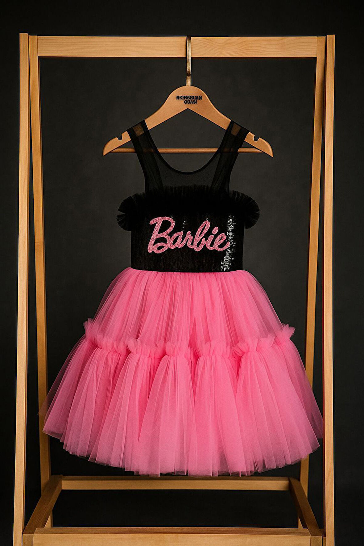 Miniğimin Cicileri Barbie Payet Detaylı Kız Çocuk Elbise - Açık Pembe