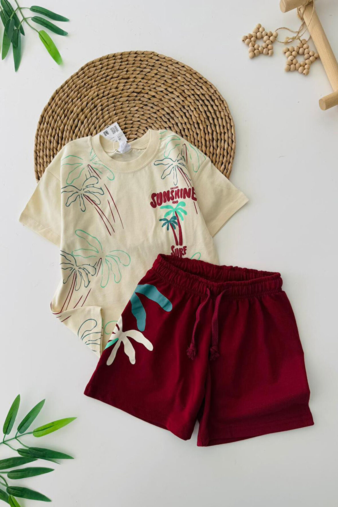 Miniğimin Cicileri Sunshine Baskılı Erkek Çocuk Şortlu Takım - Bordo