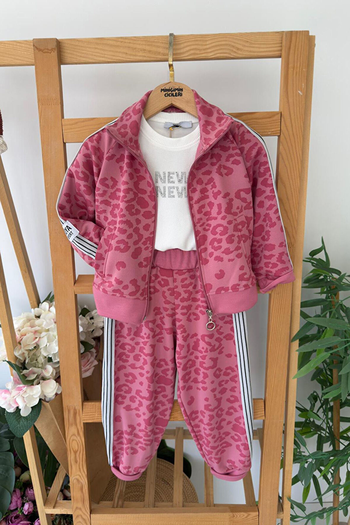 Miniğimin Cicileri Oysho Leopar Fermuarlı Kız Çocuk 2 li Takım - Pembe