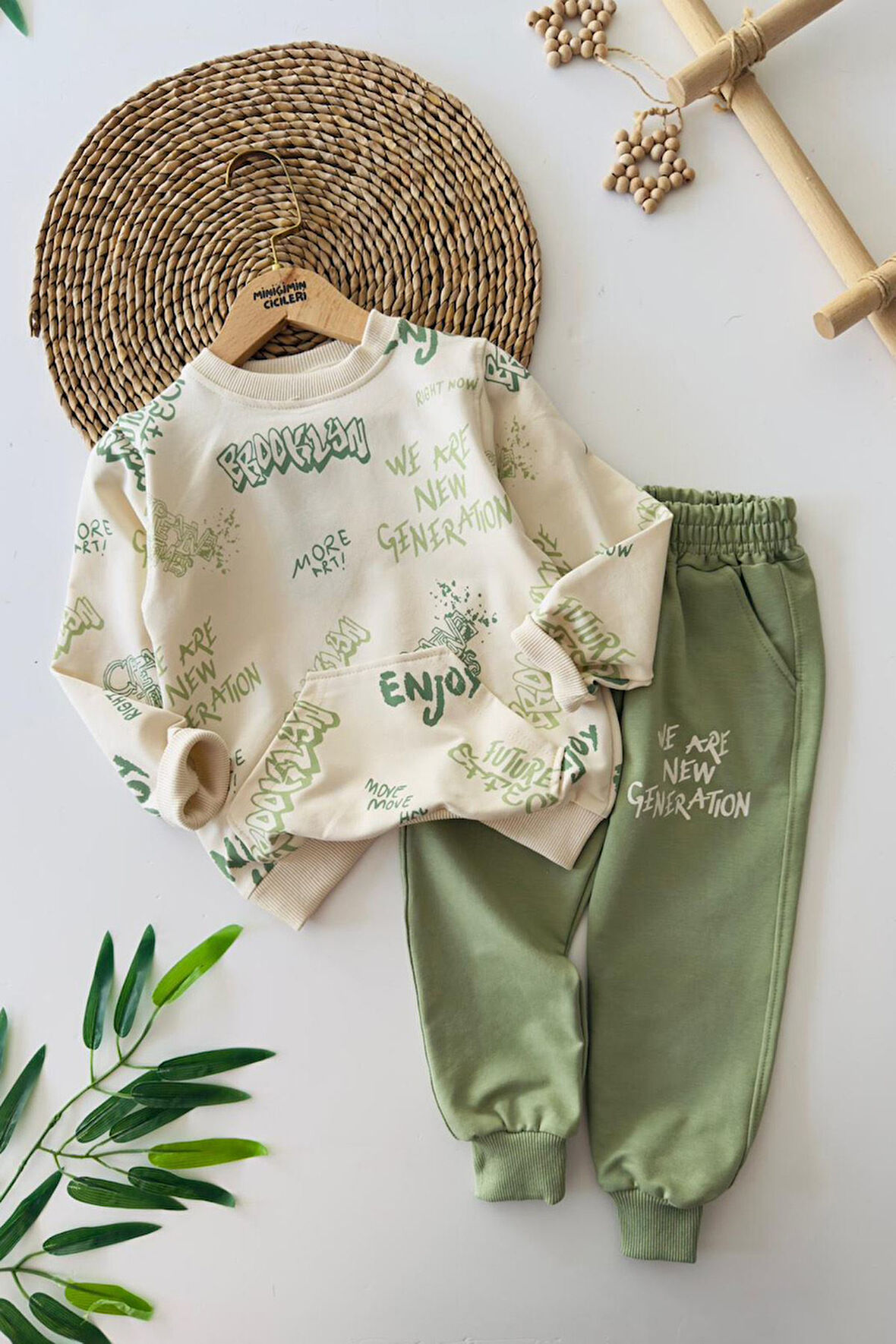 Miniğimin Cicileri Brokly Kanguru Cep Erkek Çocuk 2 li Takım - Yeşil