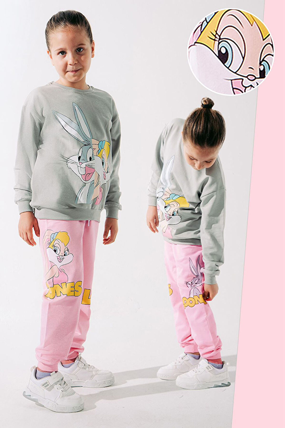 Miniğimin Cicileri Tavşan  Baskılı Kız  Çocuk Takım - Pembe