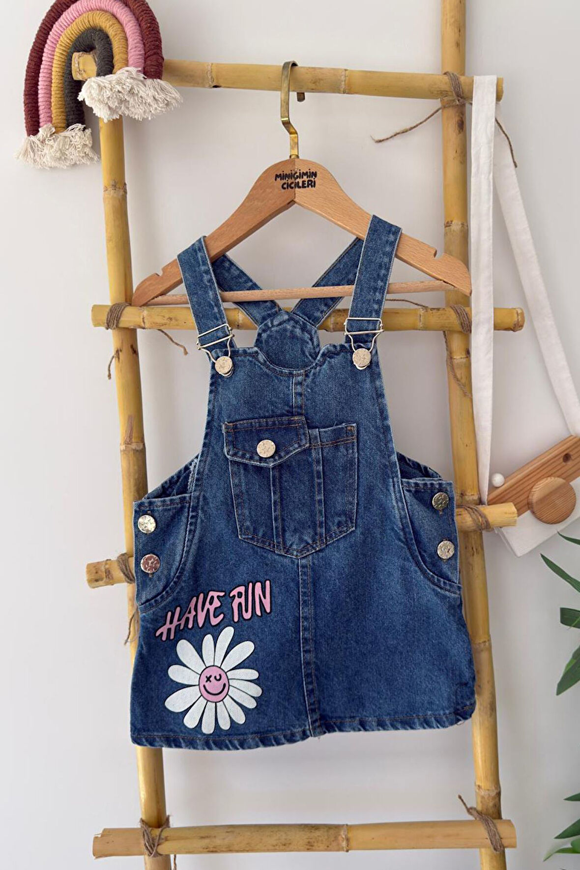 Miniğimin Cicileri Have Fun Baskılı Kot Kız Çocuk Jile - Mavi