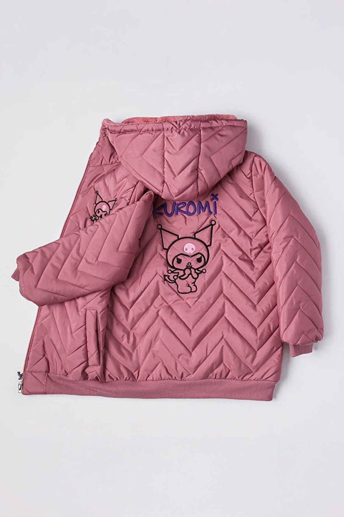 Minigimin Cicileri Krm Karakter Baskılı Kız Çocuk İçi Welsoft Mevsimlik Mont - Gül Kurusu