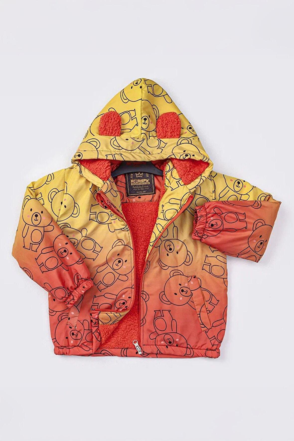 Minigimin Cicileri Ayıcık Karakter Baskılı Erkek Çocuk İçi Welsoft Mevsimlik Mont - Sarı