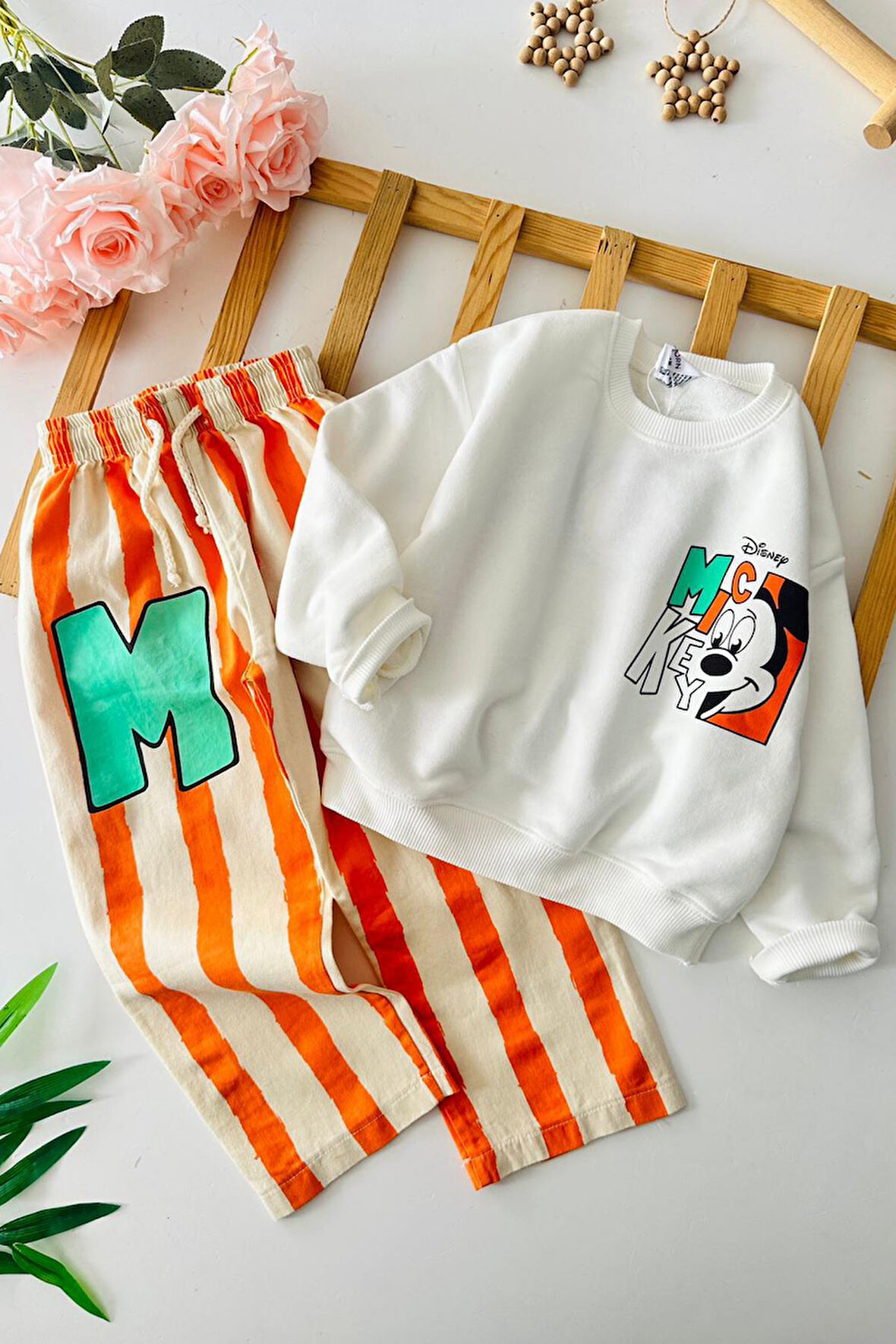 Miniğimin Cicileri Mcky Çizgili Erkek Çocuk Takım - Turuncu