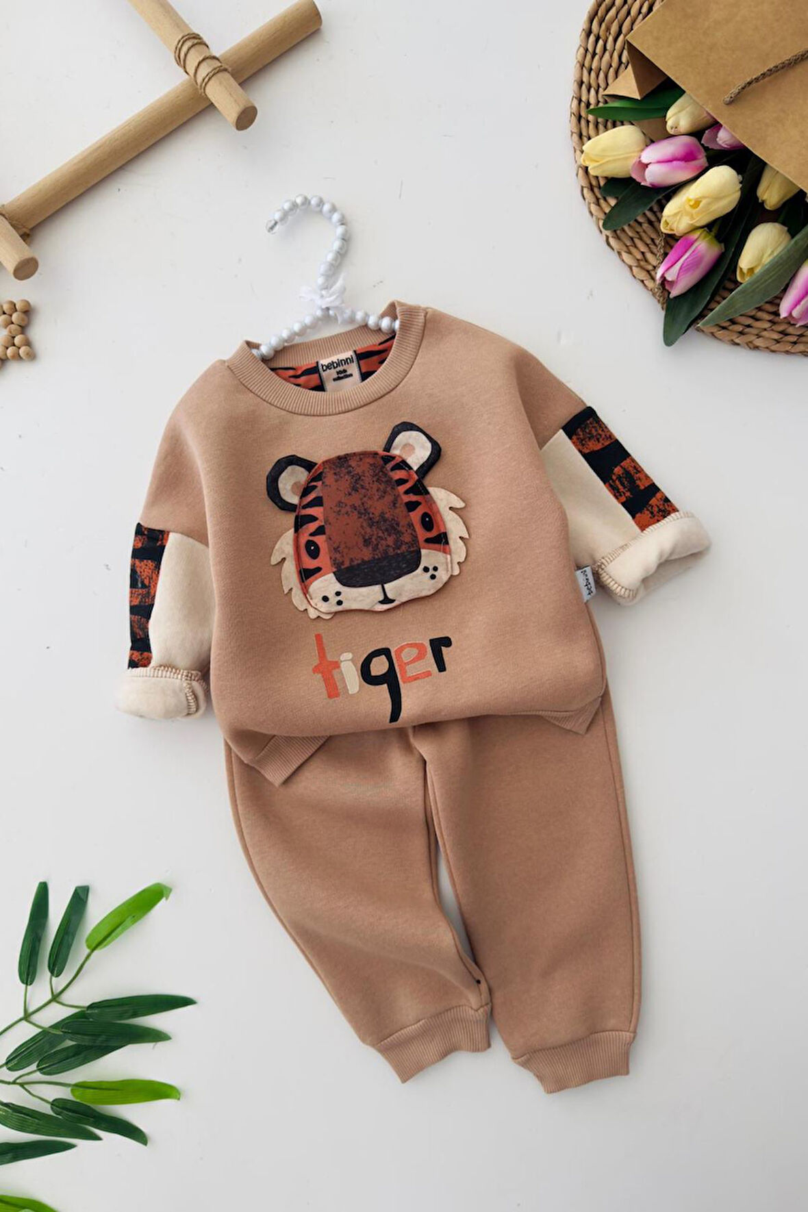 Miniğimin Cicileri Tiger Erkek Çocuk  Bebe Kışlık Takım - Kahve