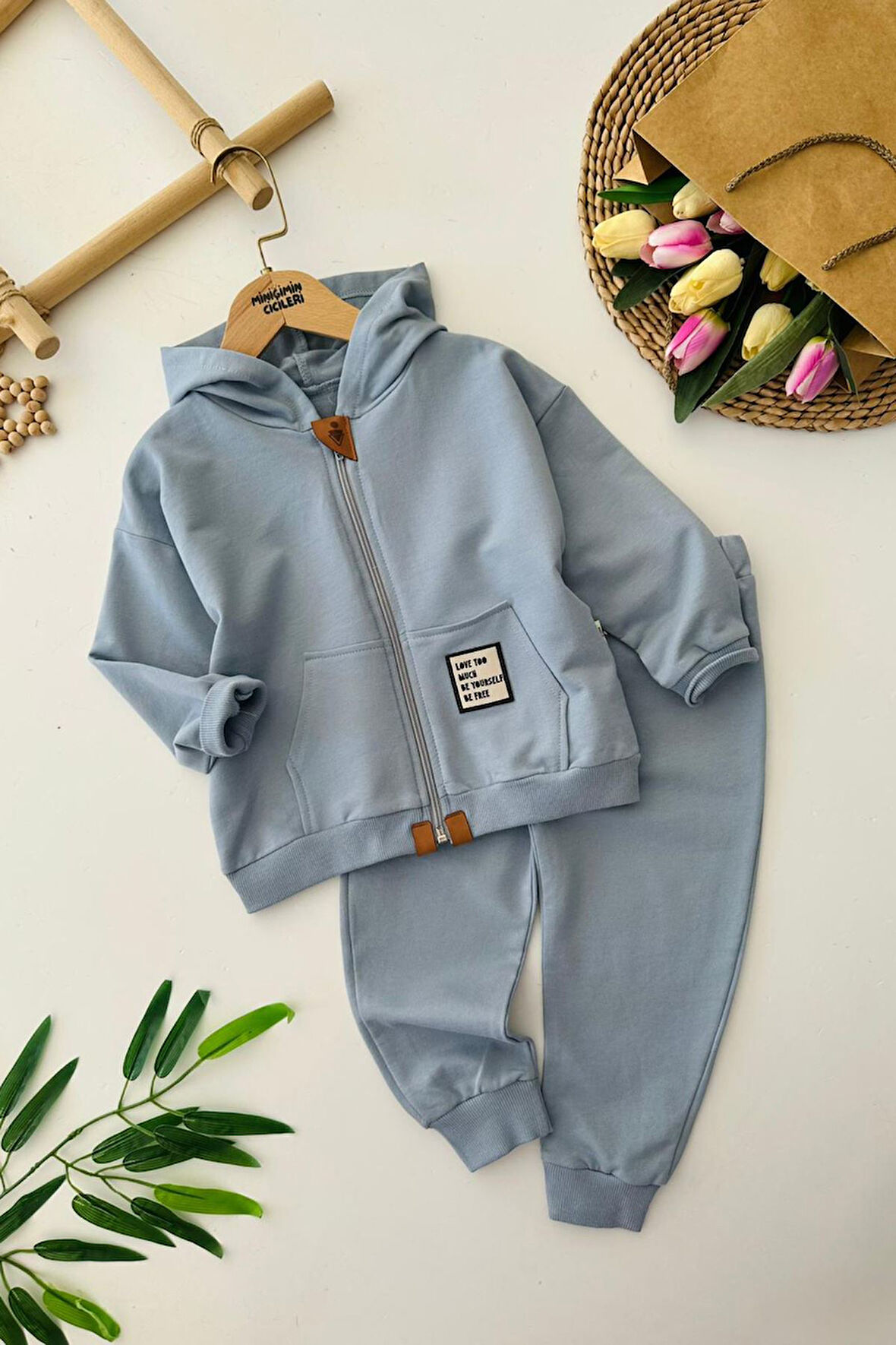 Miniğimin Cicileri Basic Kapüşonlu Erkek Çocuk 2 li Mevsimlik Takım - Mavi