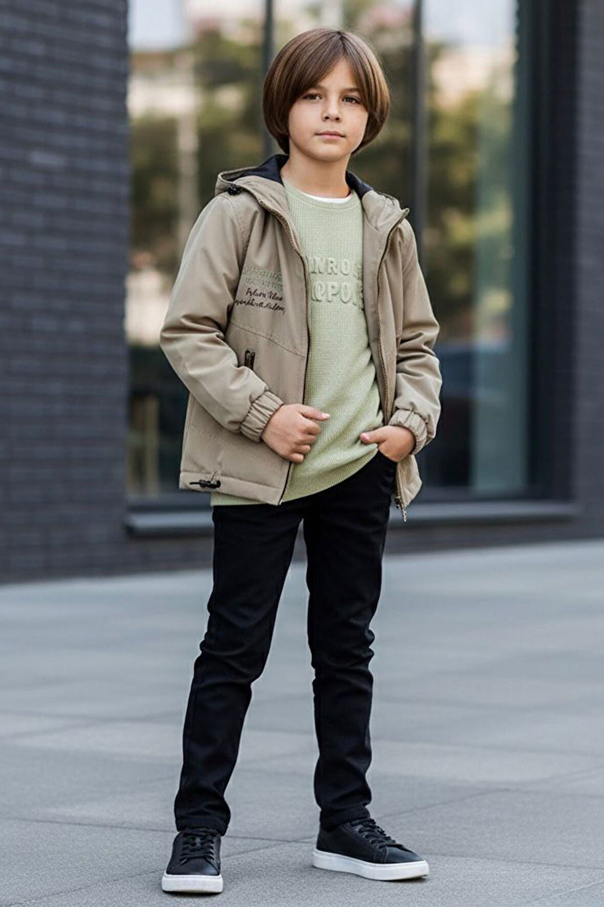 Miniğimin Cicileri Fermuarlı Kapüşonlu Erkek Çocuk Kışlık 3’lü Kombin - Yeşil