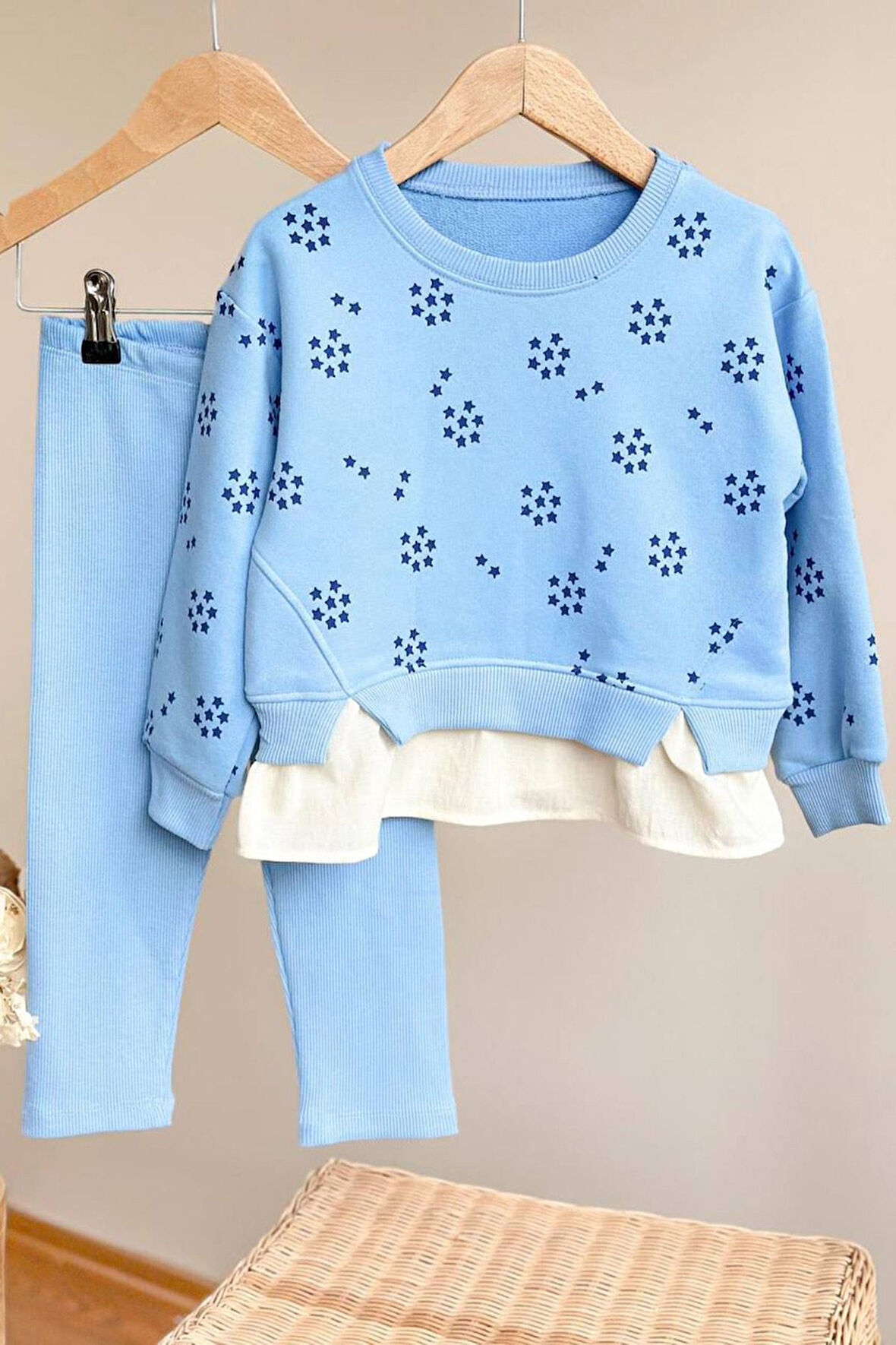 Miniğimin Cicileri Yıldız Baskılı Kız Çocuk 2 li Takım - Mavi