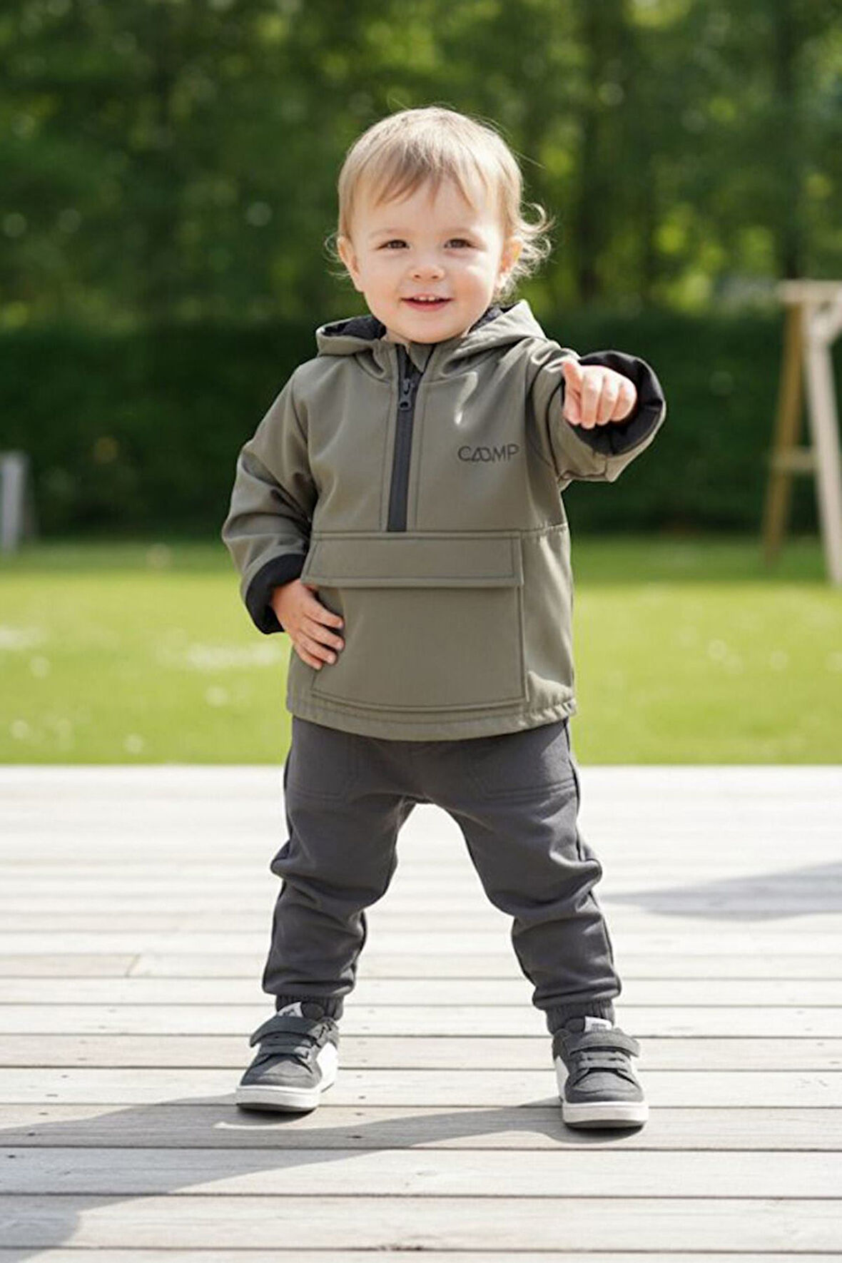 Miniğimin Cicileri Paraşüt Kapüşonlu Erkek Çocuk 2 li Takım - Yeşil